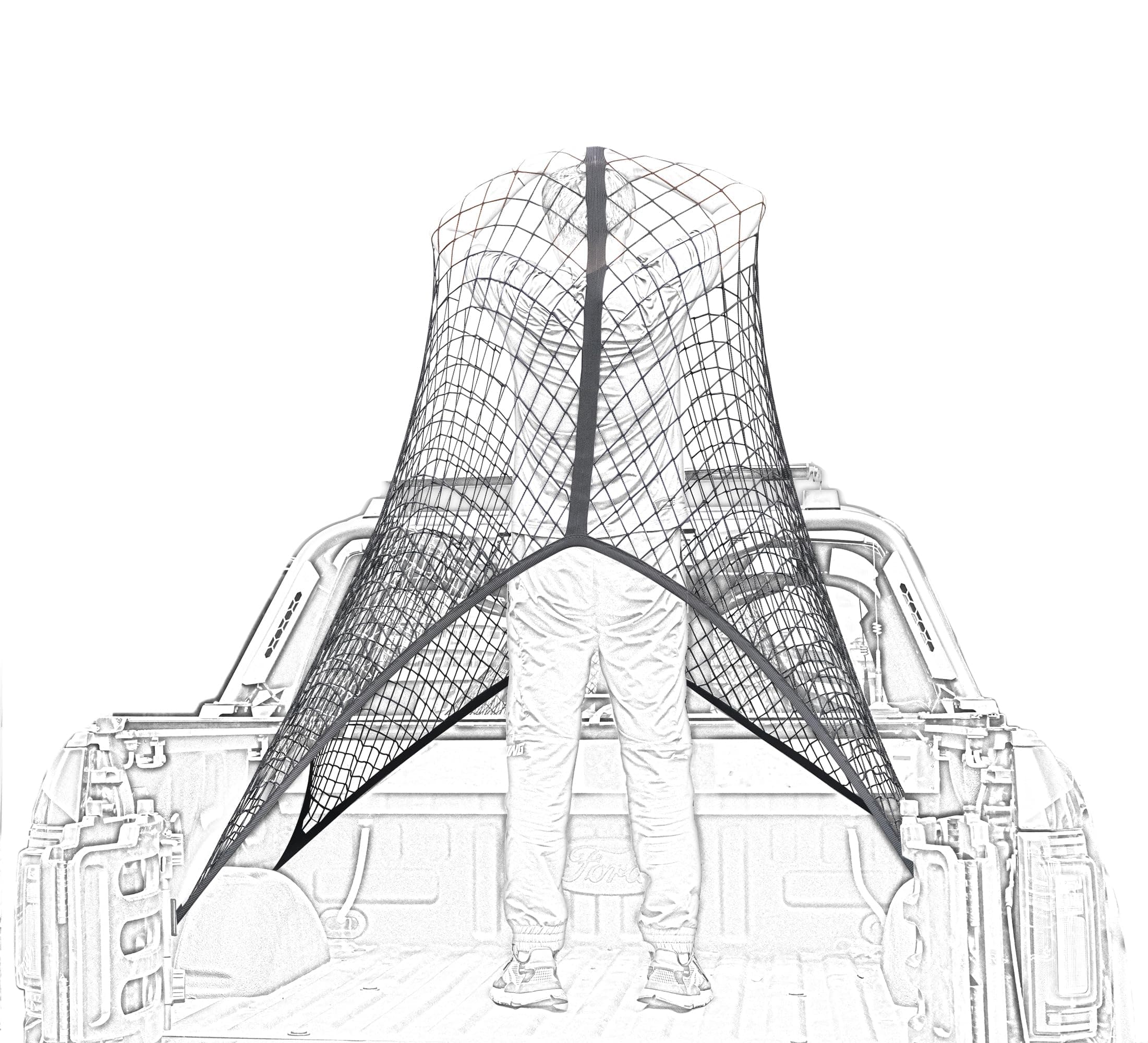 Highly Elastic Cargo Net, Simple Truck Bed Cargo Mesh Organizer, Suitable for Daily Light Loads of Trucks, 4'x4' Stretches to 7'x7' (Single Layer)