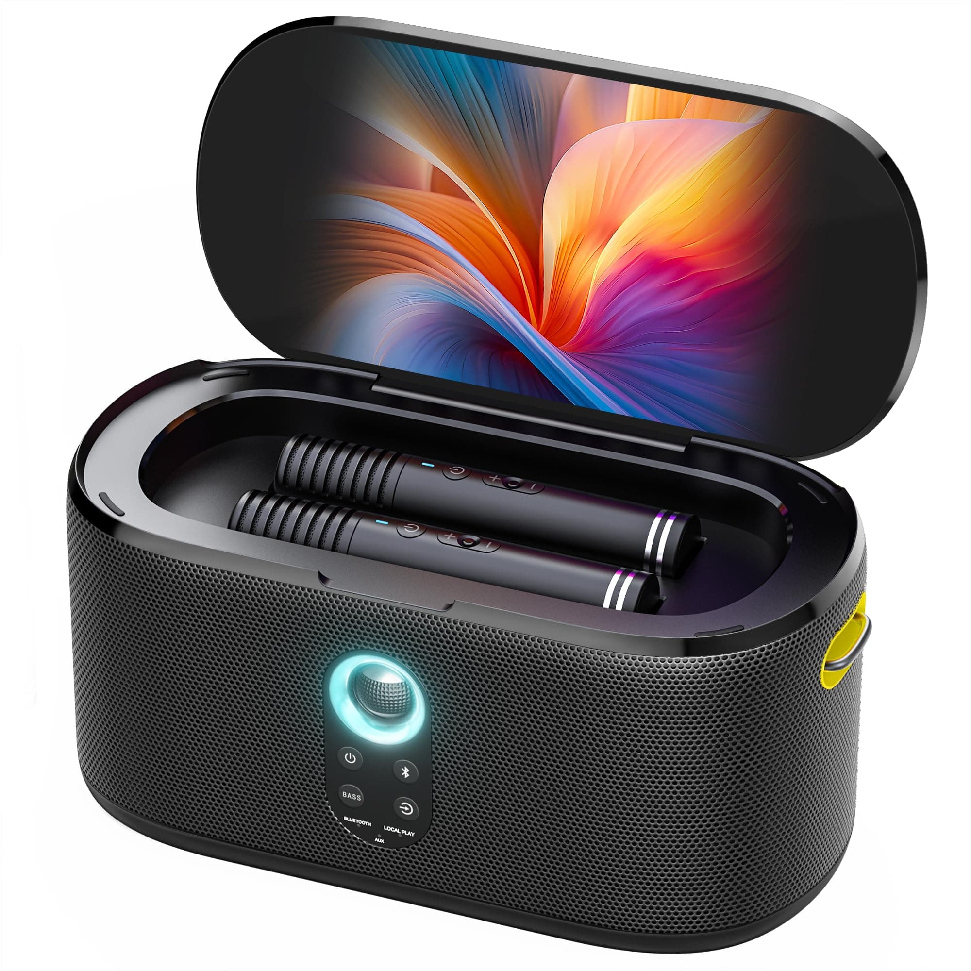 KaraFun Prime EQ Autotune TV Connecting 2 Wireless Self-Loading Microphones Karaoke System for Adults Kids Portable Bluetooth Speaker for Home