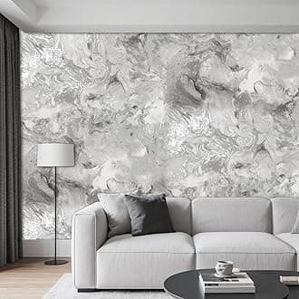 Marble Silver Grey Wallpaper for Living Room, Feature Metallic Marble Effect, Silver Grey Embossed Modern Glitter Textured Wallpaper, for Bedroom, Hallway and Stairs
