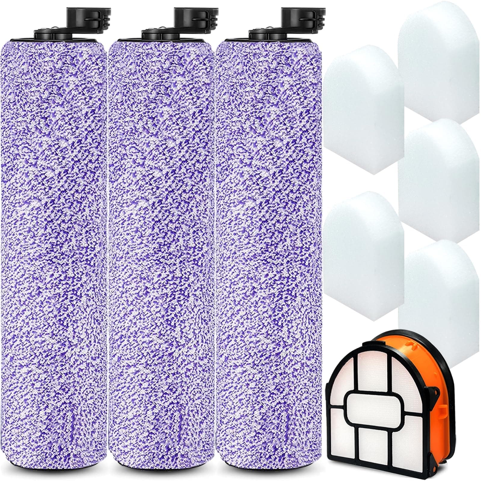 KASTWAVE Replacement Brushroll & Filte Bundle for Shark HydroVac WD101 WD201 WD100 WD200 AW201 WD200C WD201C WD101C HydroVac XL 3-in-1 vacuum cleaner, compare parts WDB1, WDB2, WDFF1, WDFF2, WDB1F2
