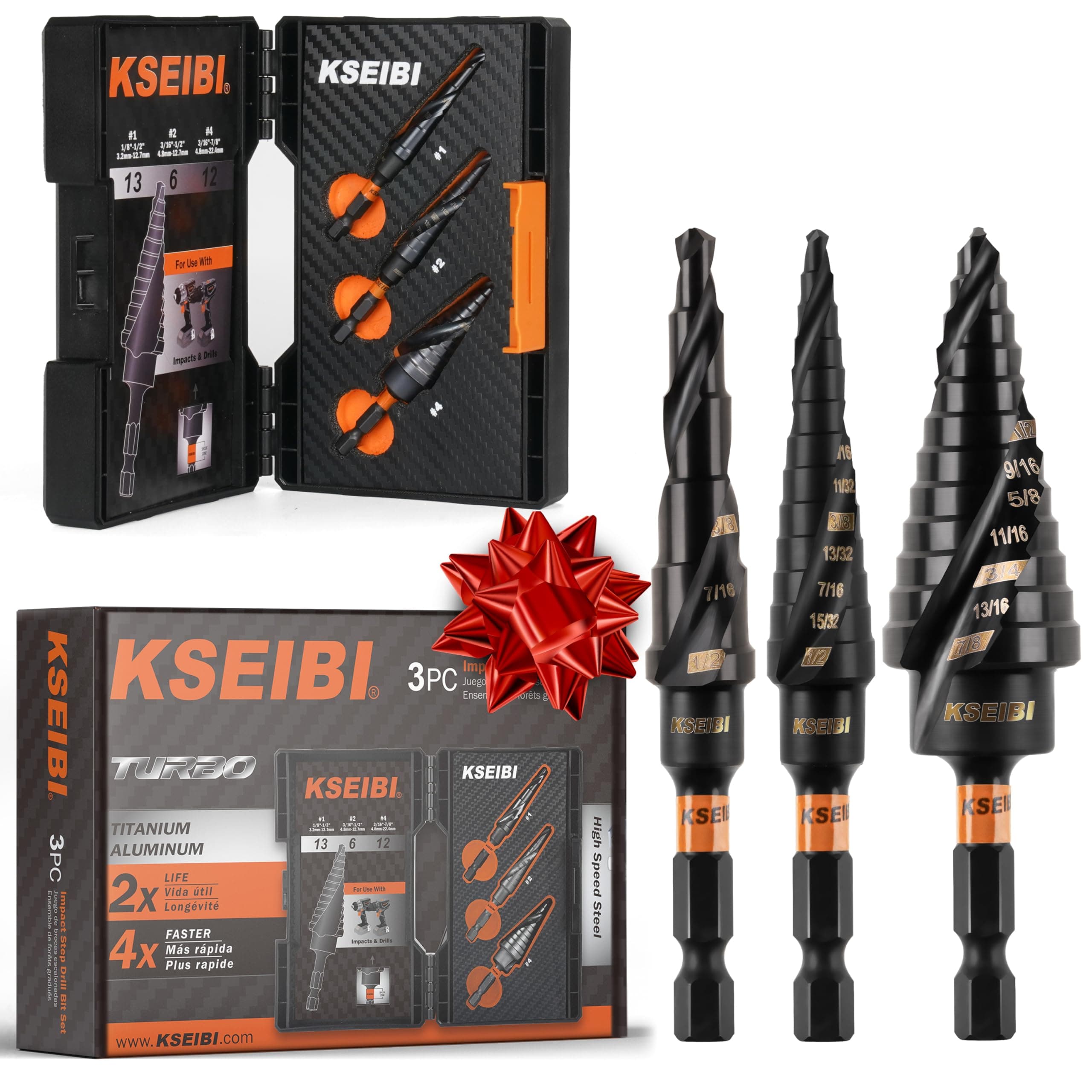Unibit 3-Piece High-Speed Steel Step Drill Bit Set - For Stainless Steel, Aluminium, Wood