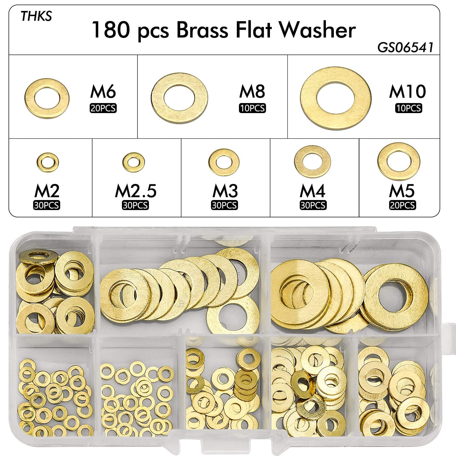 WEKON Brass Washers Assortment Set - M2-M10 Flat Washers for Sealing Screws