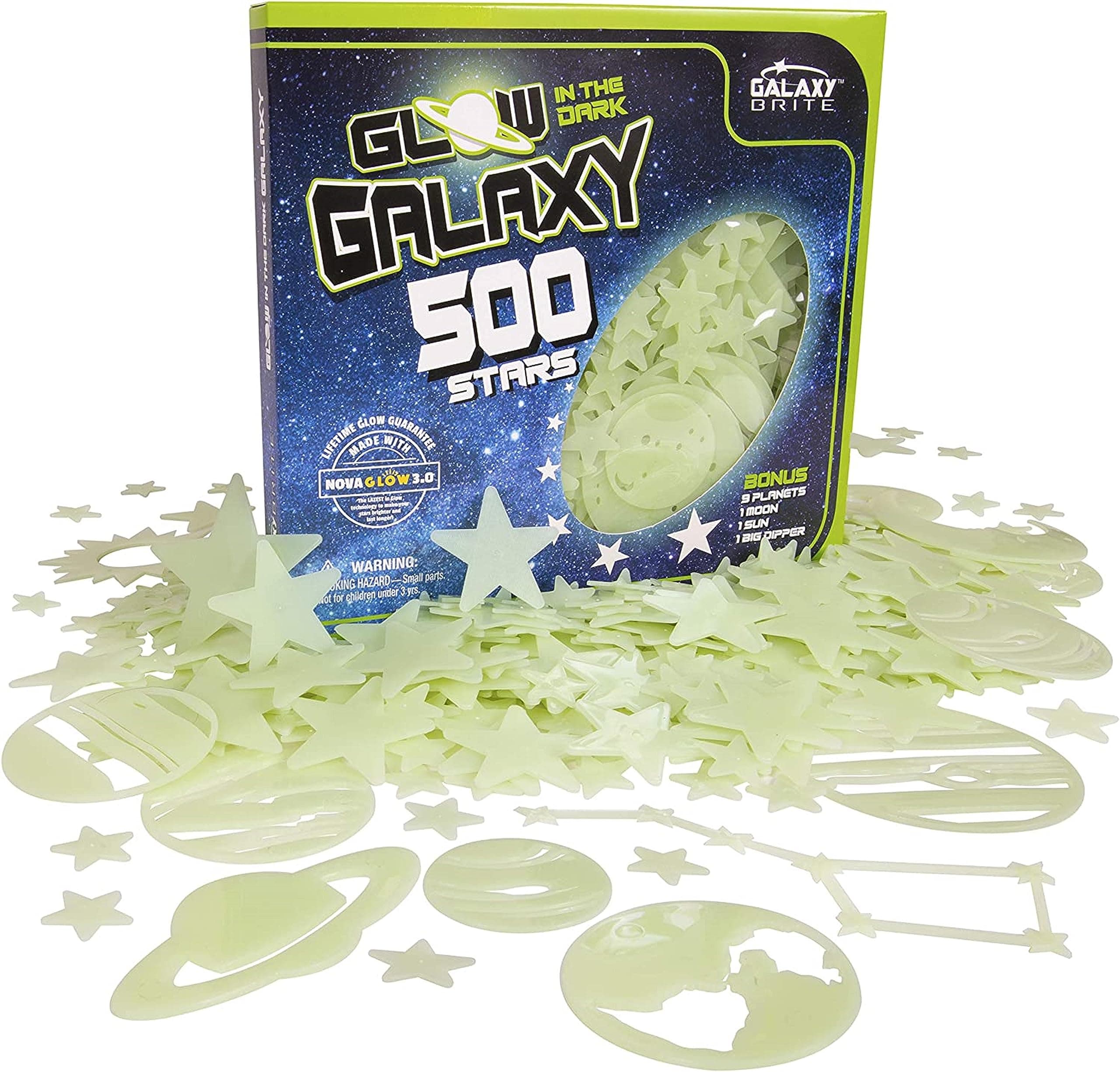 Glow in The Dark Stars for Ceiling, 500-Count, Largest Ceiling Glow Stars Assortment; Includes Bonuses; Jumbo Sun (Supernova), All 9 Planets, Bonus Moon and Entire Big Dipper Constellation