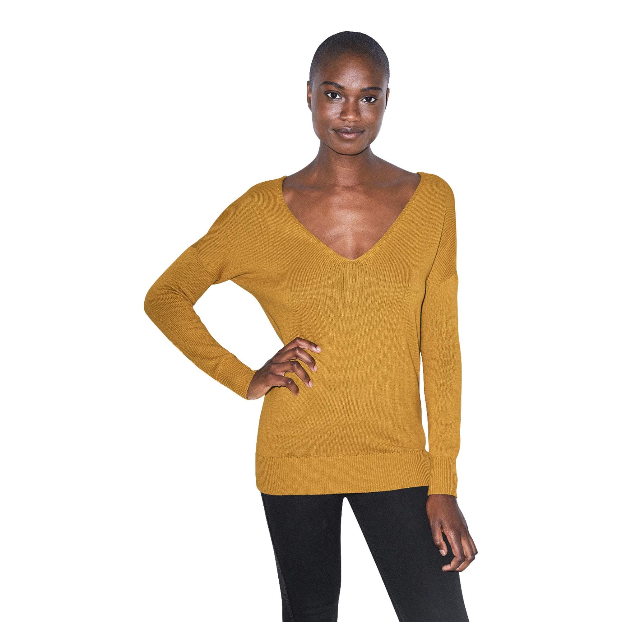 American Apparel Women's Basic Knit Long Sleeve V Sweater