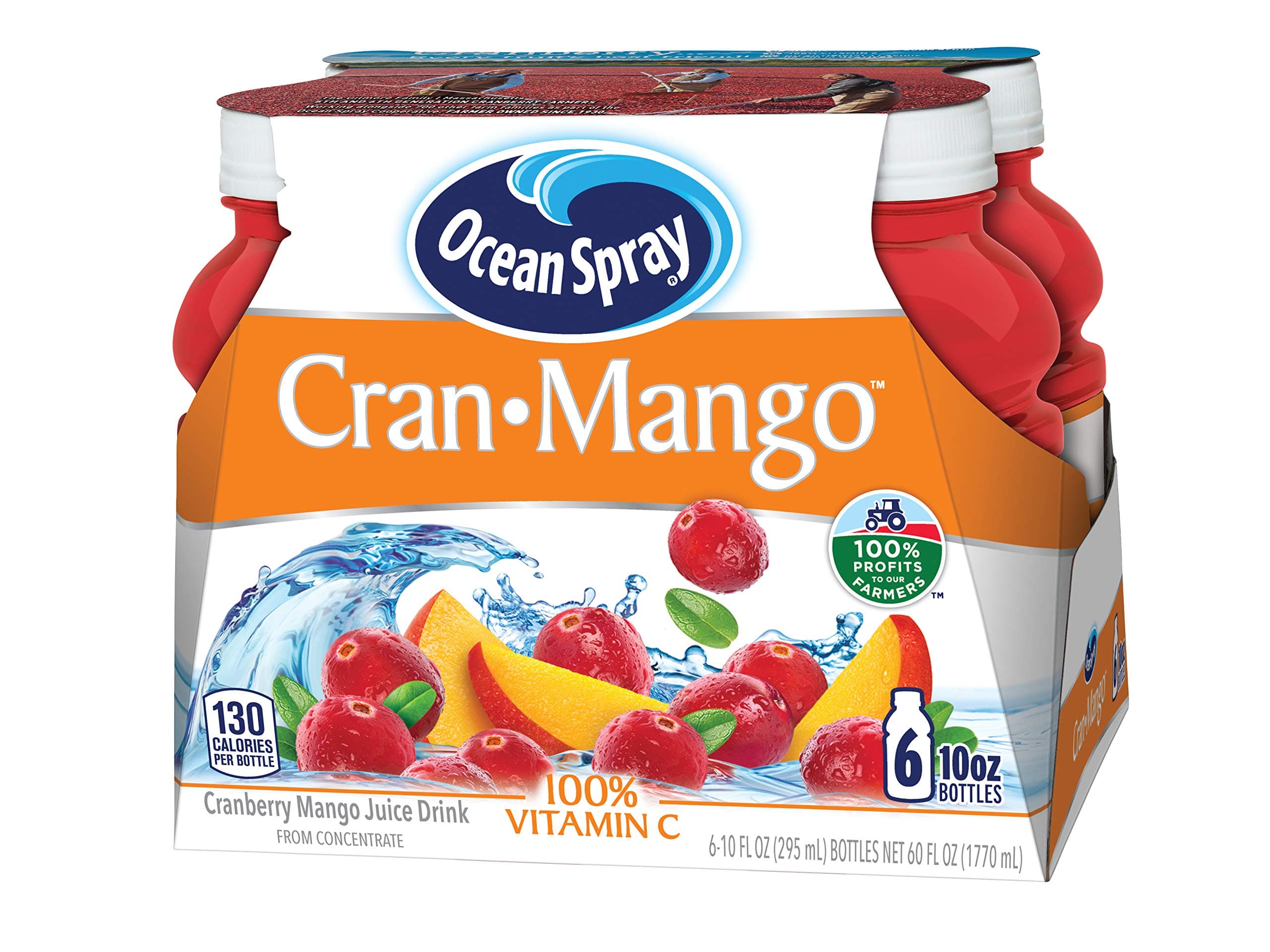 Ocean Spray® Cran-Mango™ Cranberry Mango Juice Drinks, 10 Fl Oz Bottles, 6 Count (Pack of 1)