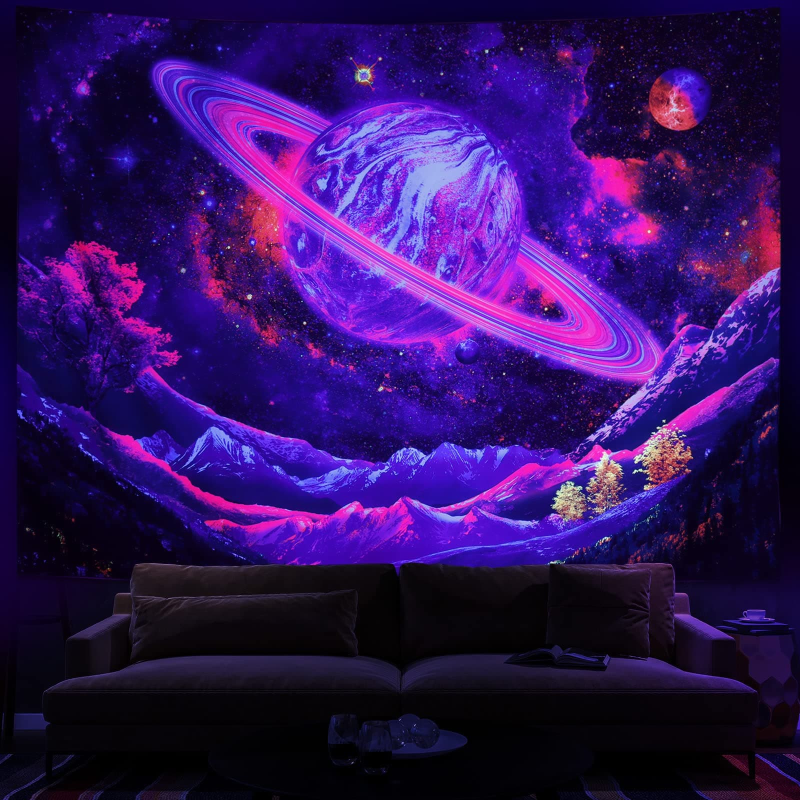 Blacklight Planet Tapestry