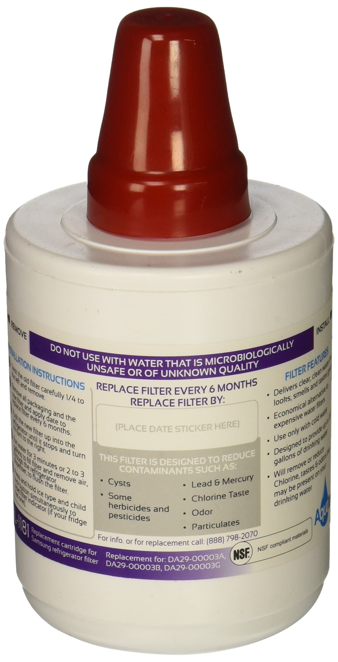 Replacement filter compatible with Samsung Aqua-Pure Refrigerator Water Filter DA29-00003A DA29-00003B "See the pictures for Exxact Fitting"