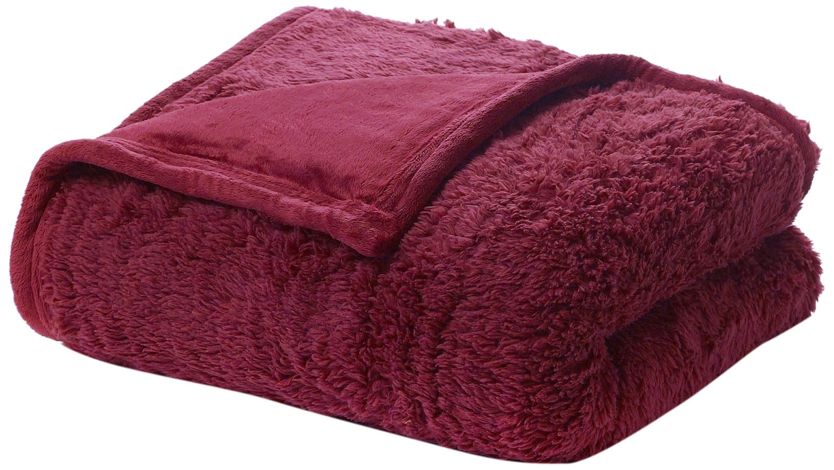 Oversized Reversible Plush Sherpa Throw, Red, 60 inch x 80 inch
