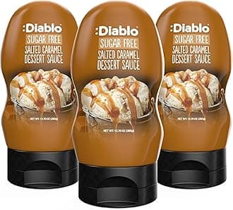 Diablo Sugar Free Dessert Sauce - Gluten-Free Syrup, Drizzle Sweetener, Keto Friendly Flavoring Topping, Perfect for Gifting, No Added Sugar - Salted Caramel, 360g, 12.70oz - 3 Packs