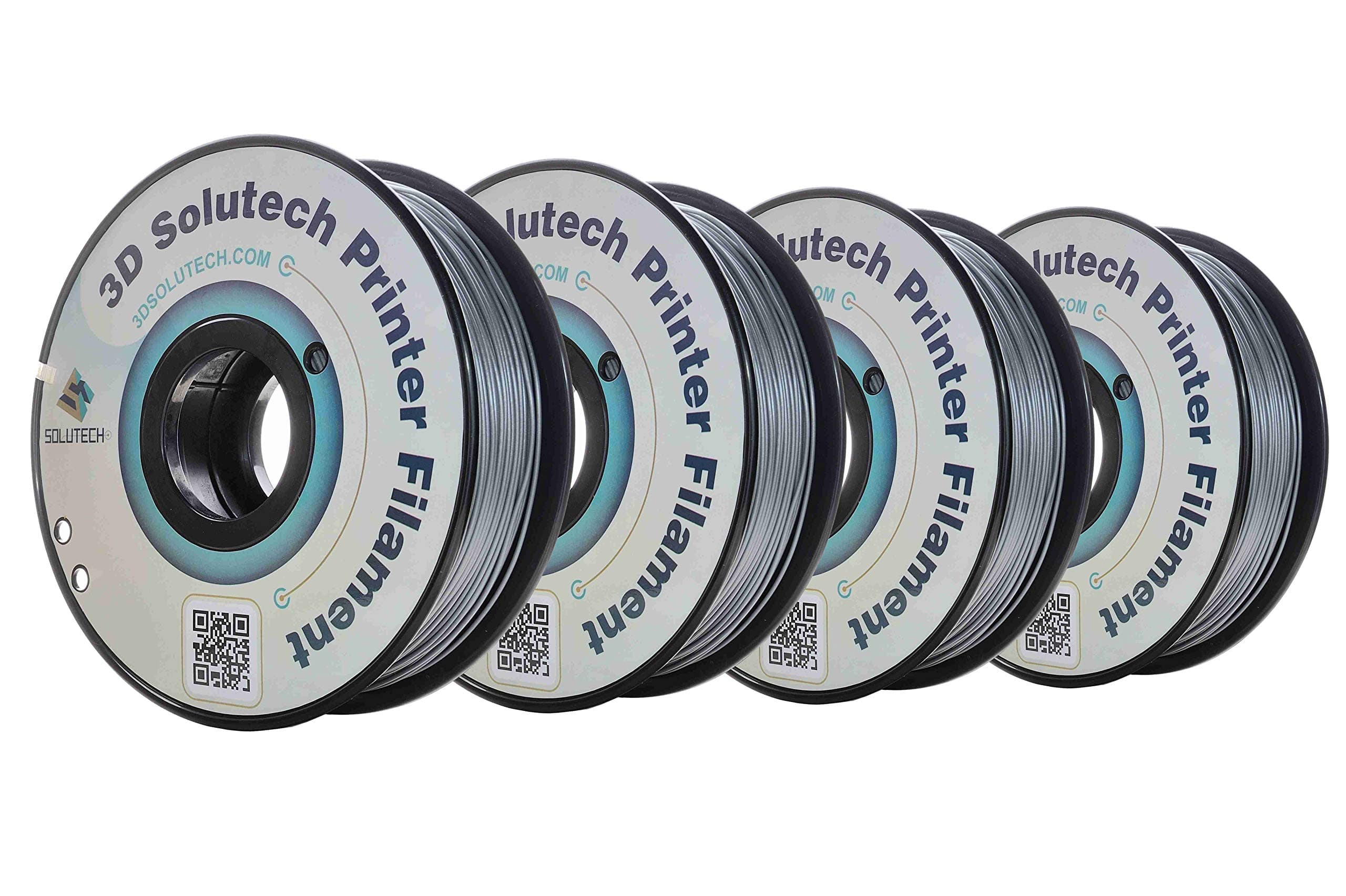 3D Solutech Silver Metal 3D Printer PLA Filament 1.75MM Filament, 2.2 LBS (1.0KG) 4 Pack Bundle