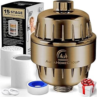 AquaHomeGroup15 Stage Shower Filter with Vitamin C for Hard Water - High Output Shower Water Filter to Remove Chlorine and Fluoride - 2 Cartridges Included -Consistent Water Flow Showerhead Filter