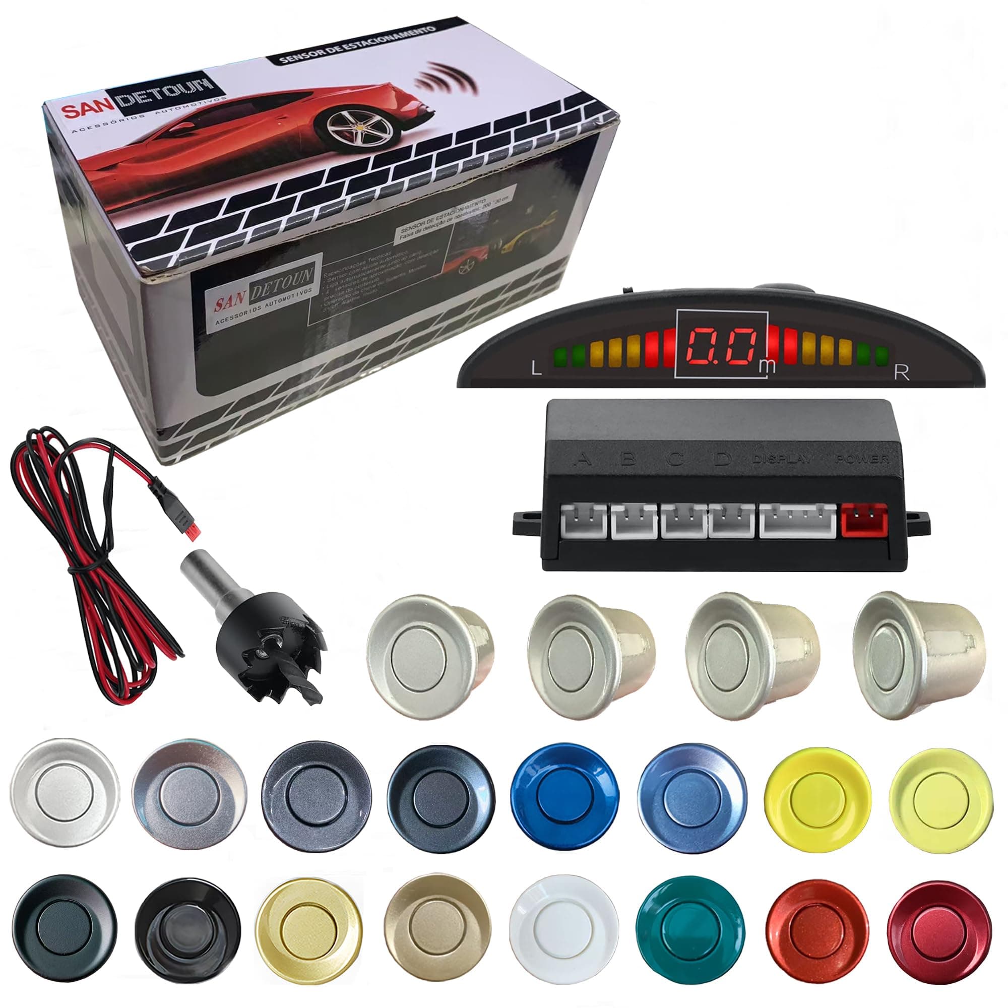 Parking Sensor Kit Backup Sensor Kit Reverse Sensor for Car 18 Color Options for Probes Adjustable Alarm Volume Professional Sensore de Reversa para Carro Safe Driving Assistant(Silver