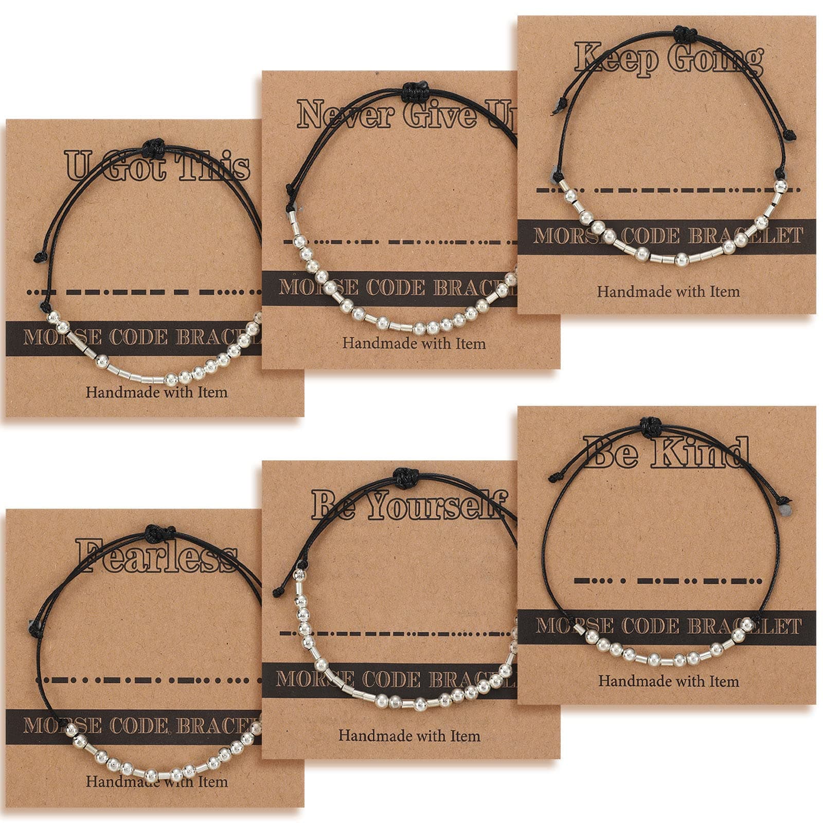 Batiyeer 6 Pcs Morse Code Bracelet Gift for Women Mother's Day Birthday Graduation Friendship Gifts for Women Inspirational Morse Code Bracelet Motivational Funny Jewelry