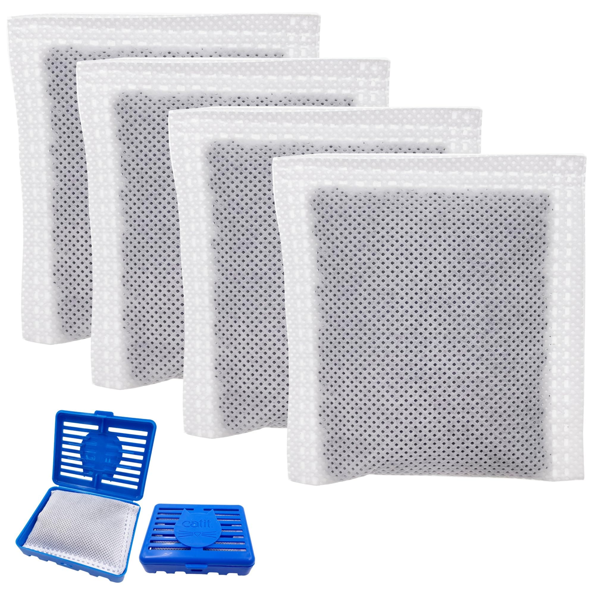 4 Pack Replacement Charcoal Filters Refill Pads for Catit Magic Blue Cat Litter Box Air Purifier