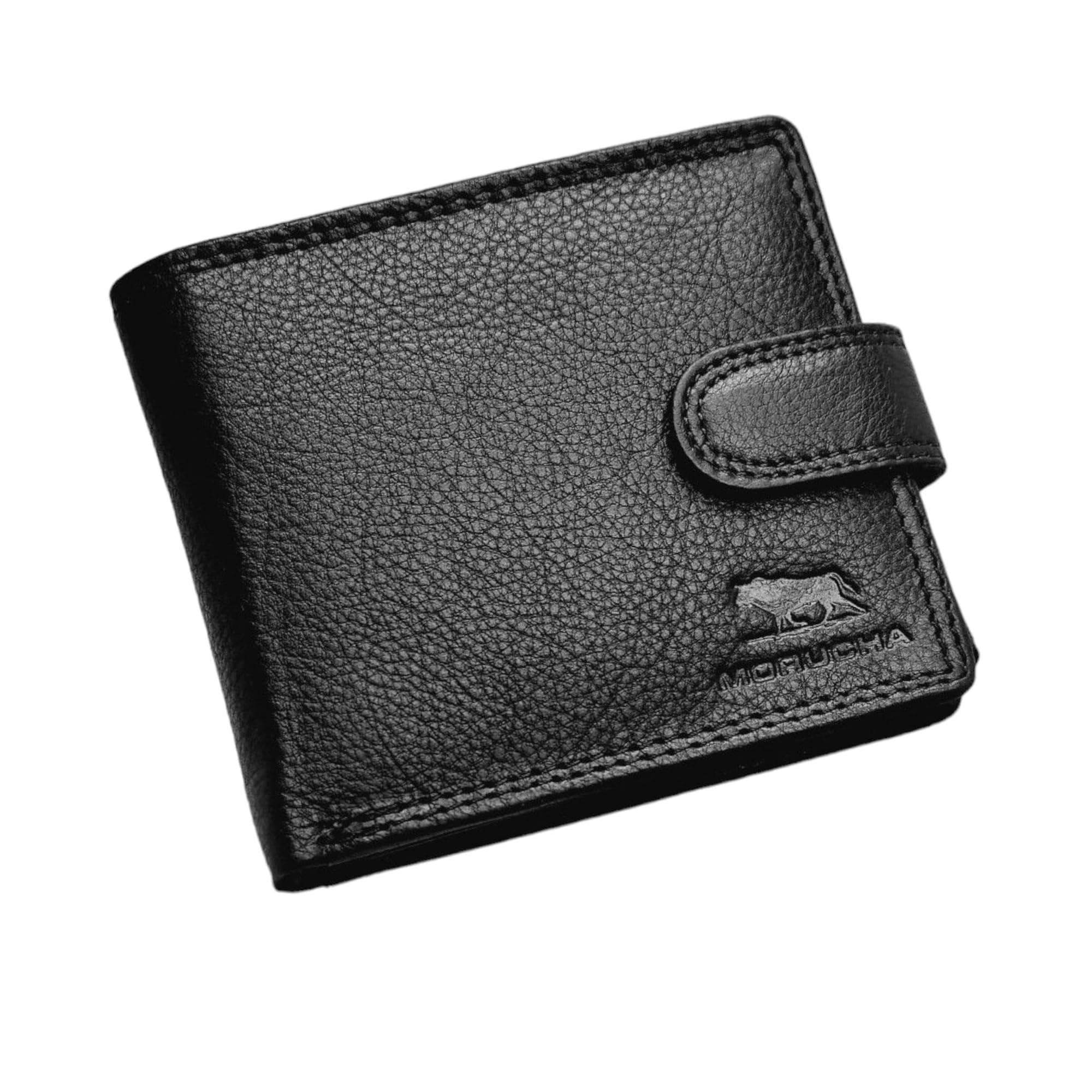 Black RFID Blocking Leather Wallet for Men I 6 Credit Card Slots I 2 Currency Compartments I 1 Coin Pocket I 1 ID Card Holder Wallet #M25
