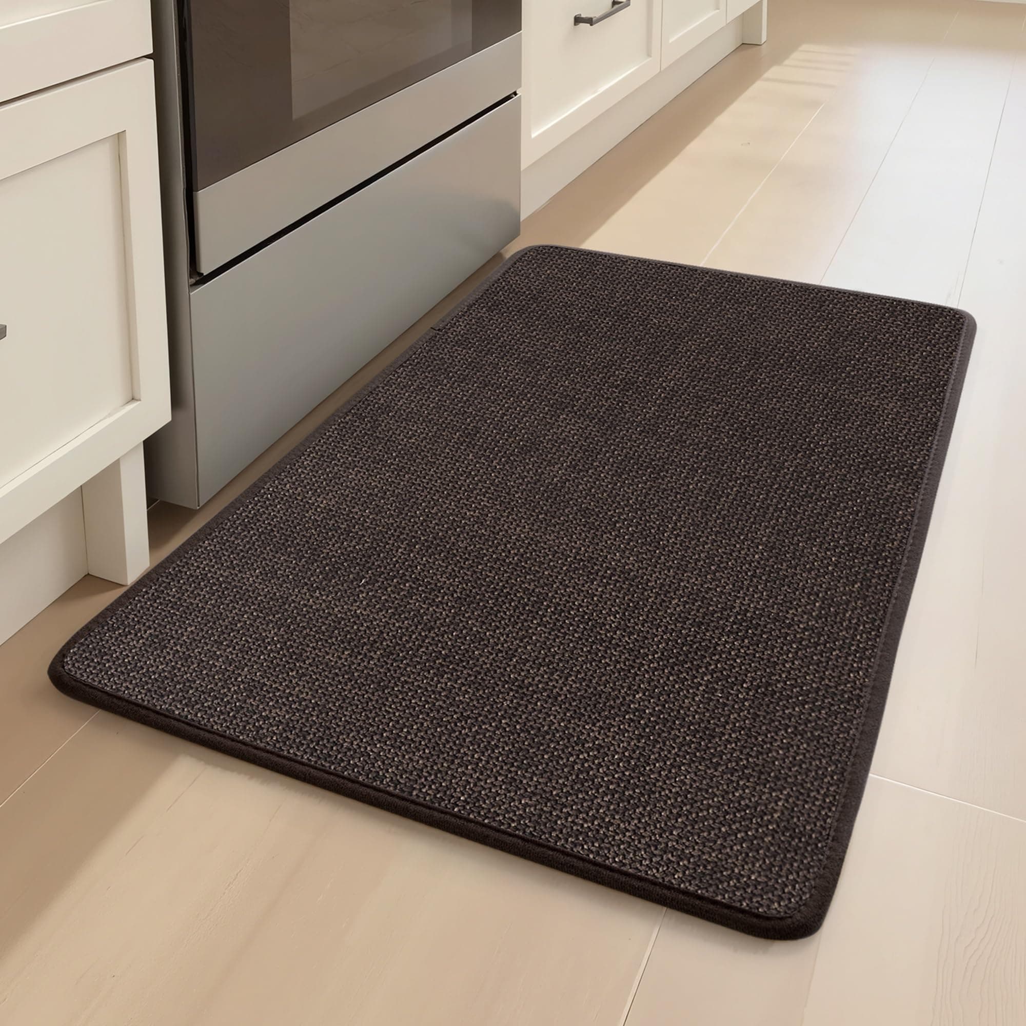 Kitchen Floor Mat, Washable Rubber Backing Non Skid Runner Rugs for Front of Sink, Office, Home Absorbent Kitchen Rugs（Brown, 17.3"x47"）