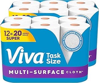 Multi-Surface Cloth Paper Towels, Task Size - 12 Super Rolls (2 Packs of 6) - 81 Sheets Per Roll