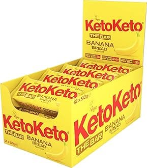 Keto Keto Bars 12 x 50g Keto Snacks For Weight Loss | Keto Diet, Sugar Free Snack, Meal Replacement Bar | Healthy Snacks, Keto Food, Low Carb | Low Calorie, Vegan Food, Breakfast Bar (Banana Bread)