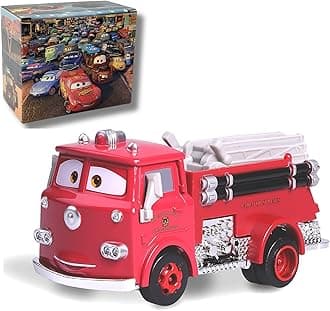 HOMETEAM SP Die-Casting Racers Toy Cars, Safety Alloy Material for Childs, Beauty Color Box Packaging for Your Son Birthday, Inspired by Favorite Characters, Gift for 3+ Years Old (Firetruck)