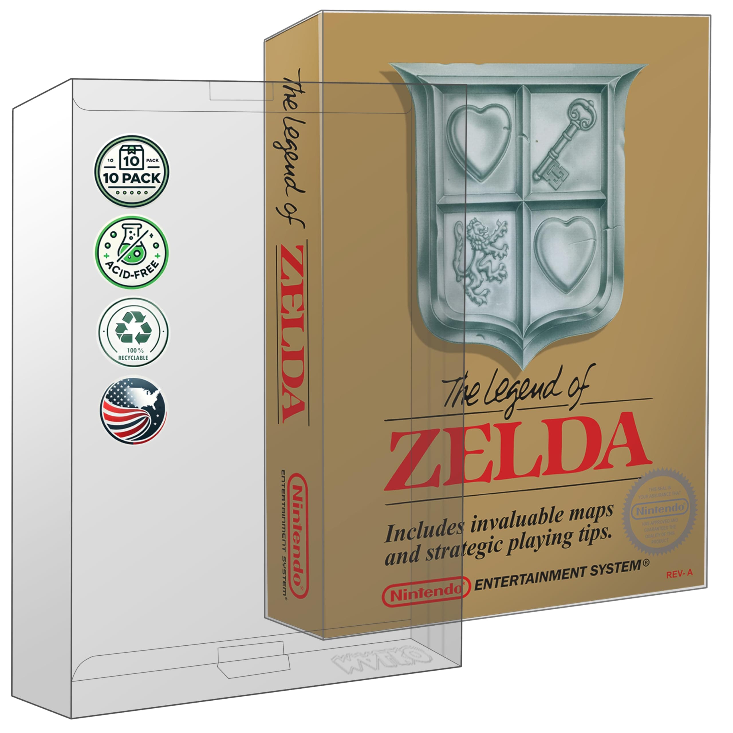 MALKO Video Game Protector Compatible with Nintendo NES Games Boxes | Clear Plastic Sleeve | 10 Pack