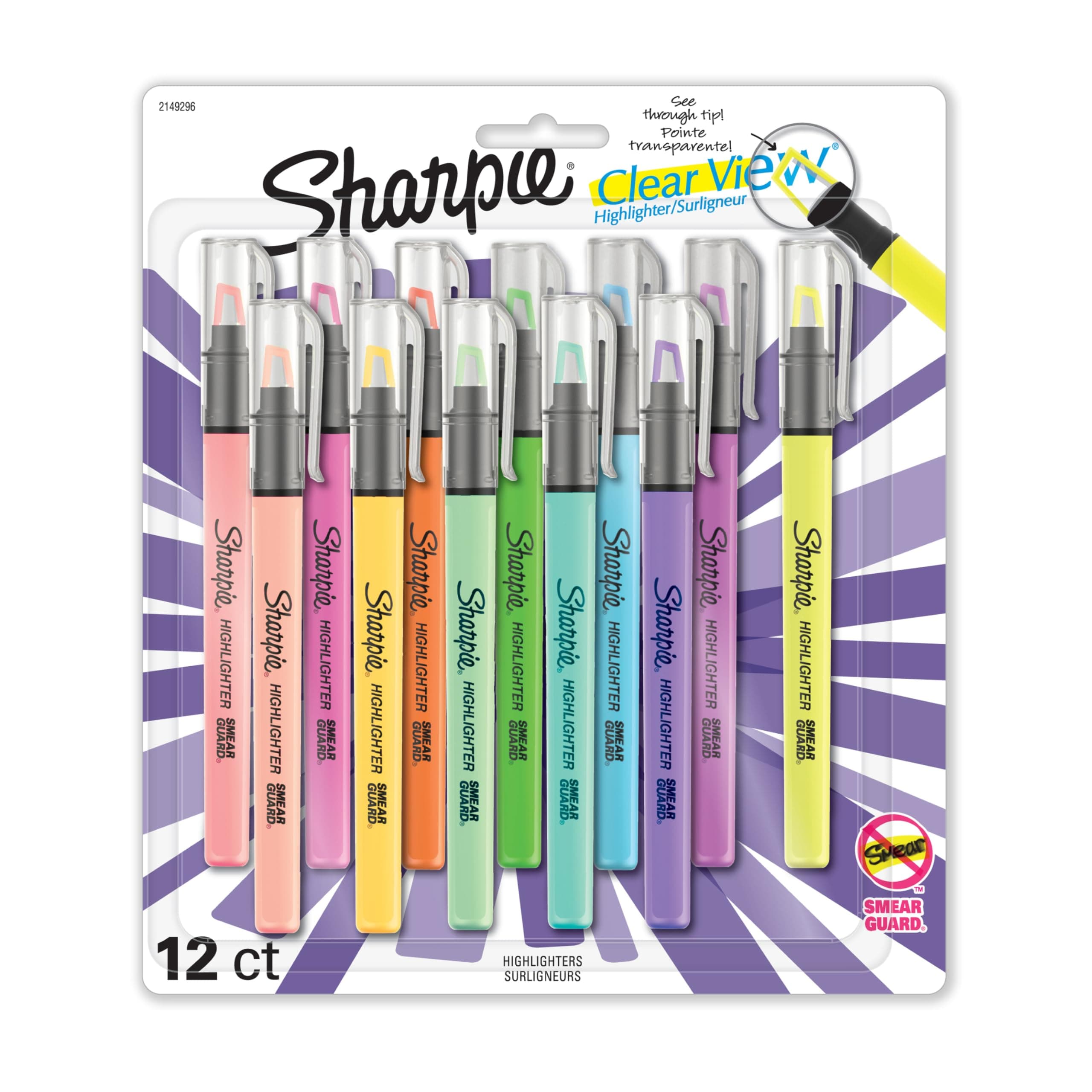 Highlighter Clear View Highlighter with See-Through Chisel Tip Stick Assorted 12 Count