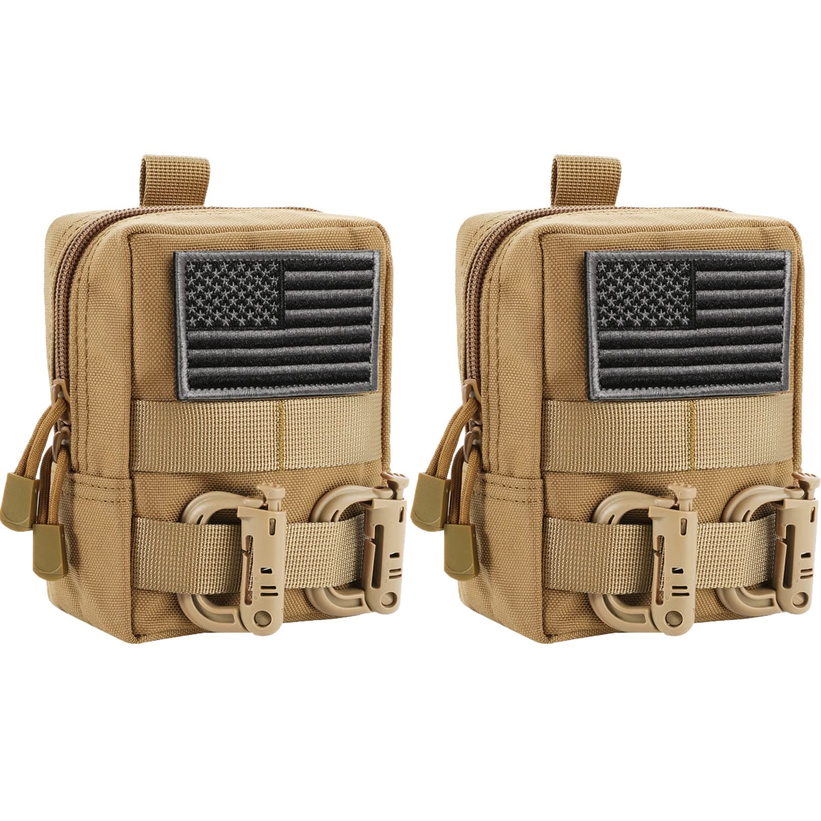 2 Pack Molle Pouches - Tactical Compact Water-Resistant EDC Pouch Bag Small Utility Pouch