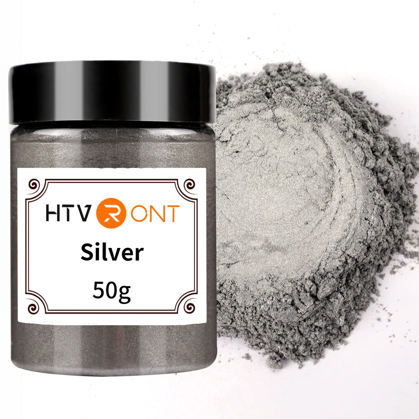 HTVRONT Silver Mica Powder for Epoxy Resin - 1.76 oz/50g Mica Pigment Powder, Natural Mica Powder for Soap Making, Resin, Candle Making, Bath Bomb