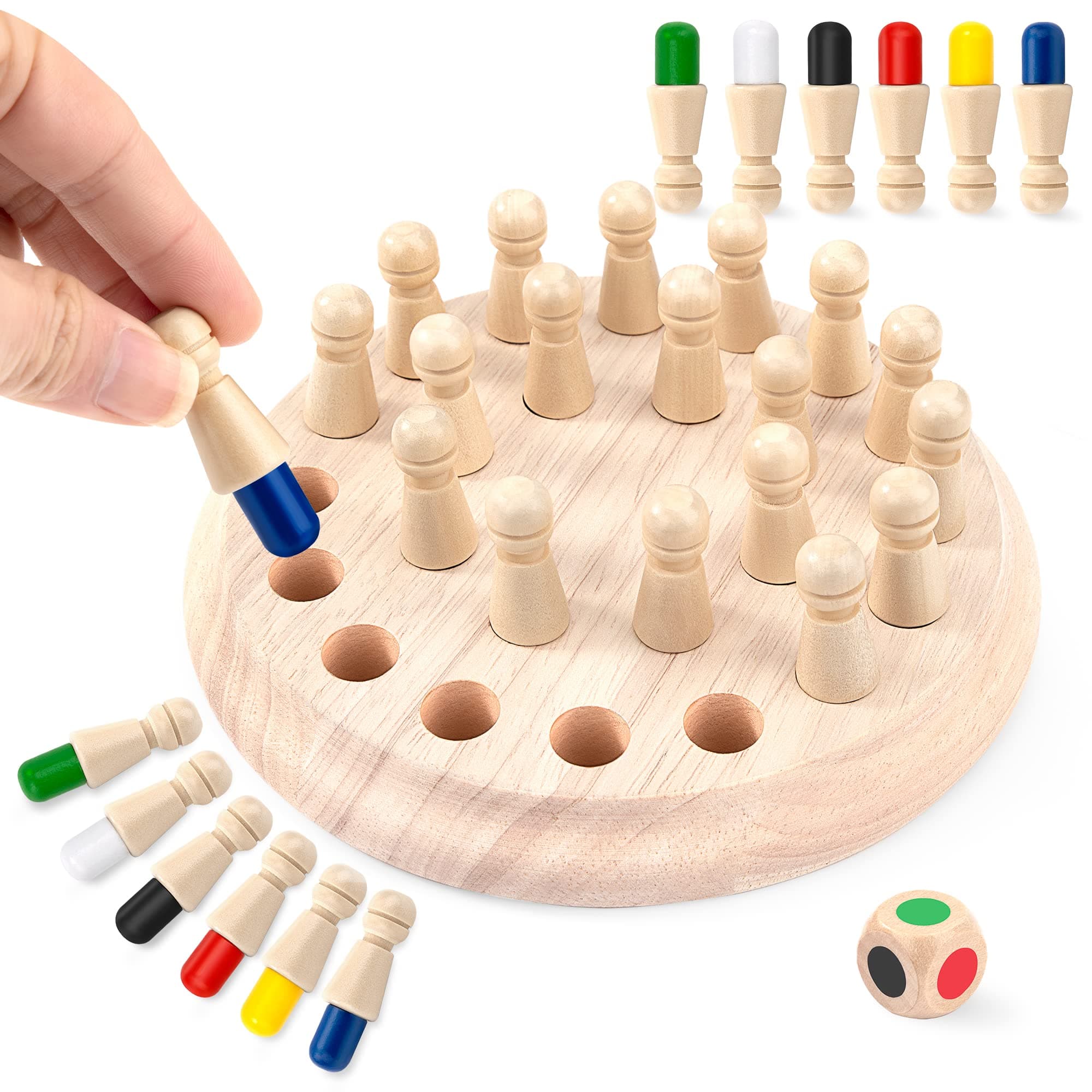 Memory Game, Wooden Board Game Stick Chess Game Memory Matching Toy for Kids Training Logical Thinking Educational Toy for Boys Girls Aged 3 4 5+ Year Old