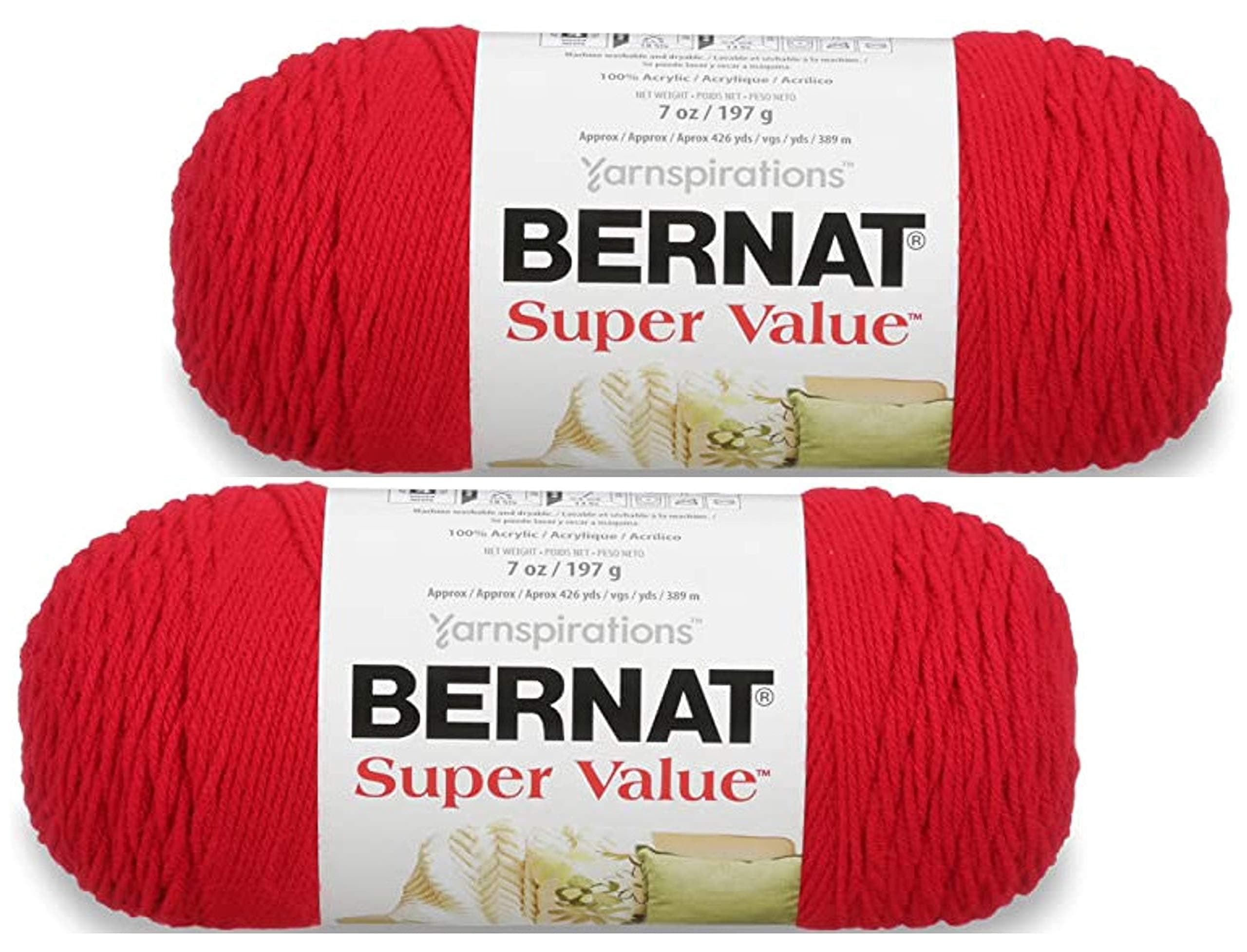 Bernat Super Value Yarn - 7 oz - Berry - 2 Skein Bundle - Total of 2 Skeins