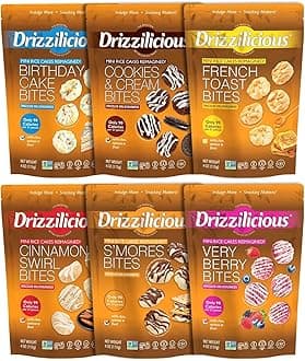 Drizzilicious Mini Flavored Rice Cakes - Rice Crisps, Healthy Snack for Adults and Kids, Vegan, Gluten Free Snack, 90 Calories Per 21 Pieces - Ultimate Variety Pack, 4 oz (Pack of 6)