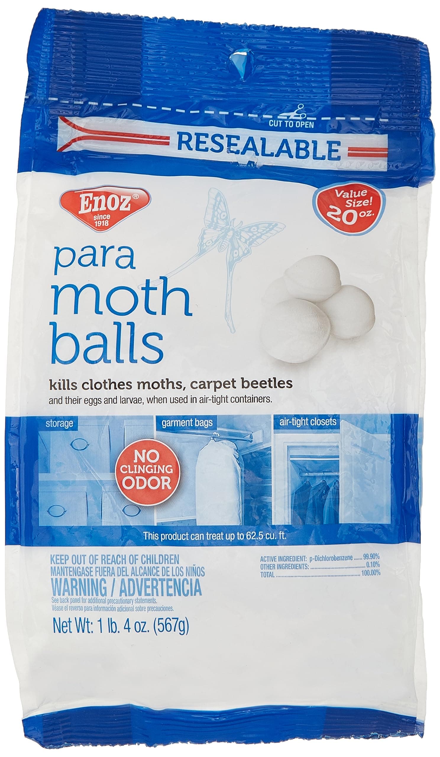 WILLERT Home Products E320.6T 20 oz Pure para Moth Ball Cello Wrapped