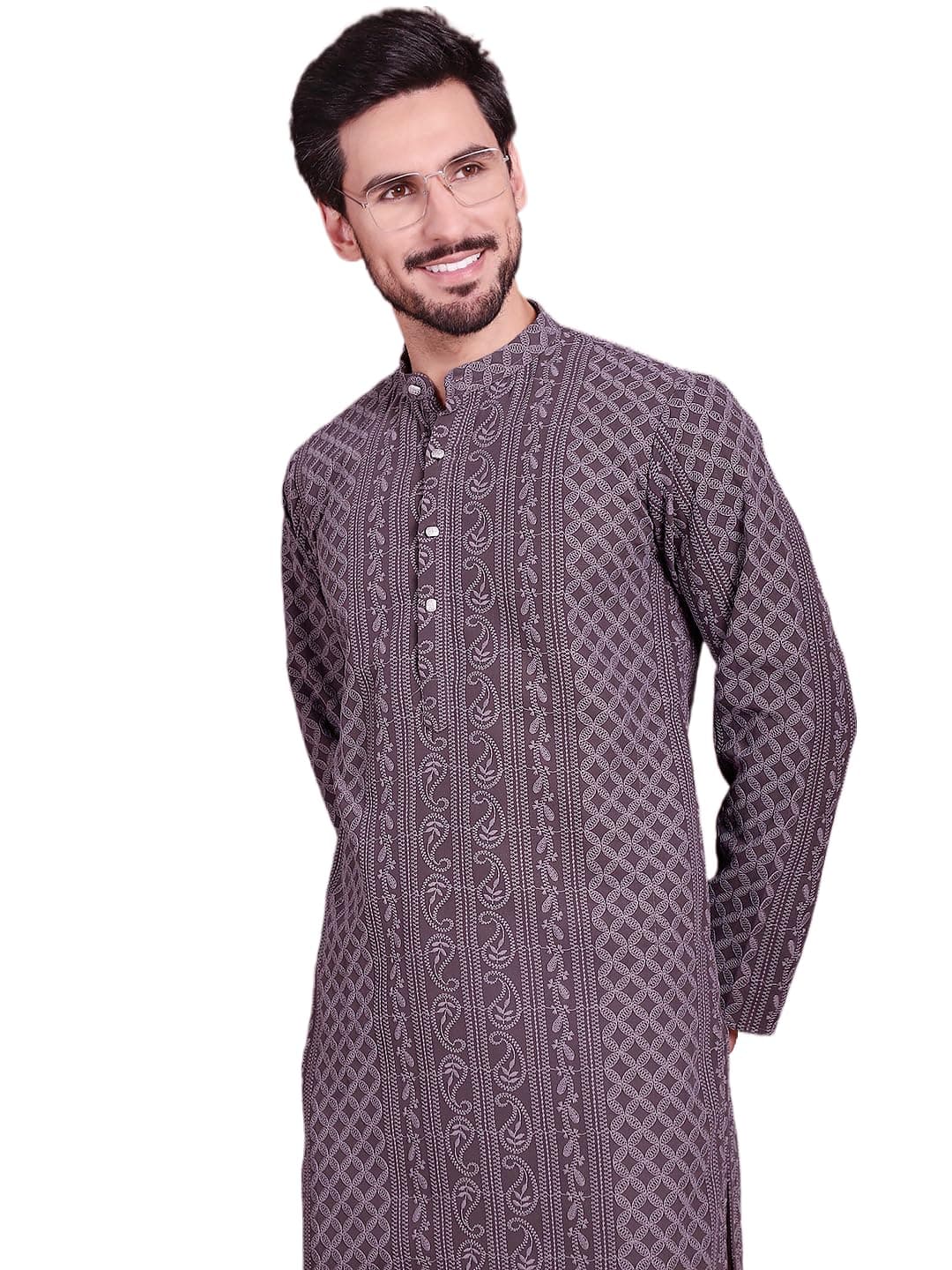 Jompers Men Chikankari Embroidered Kurtas