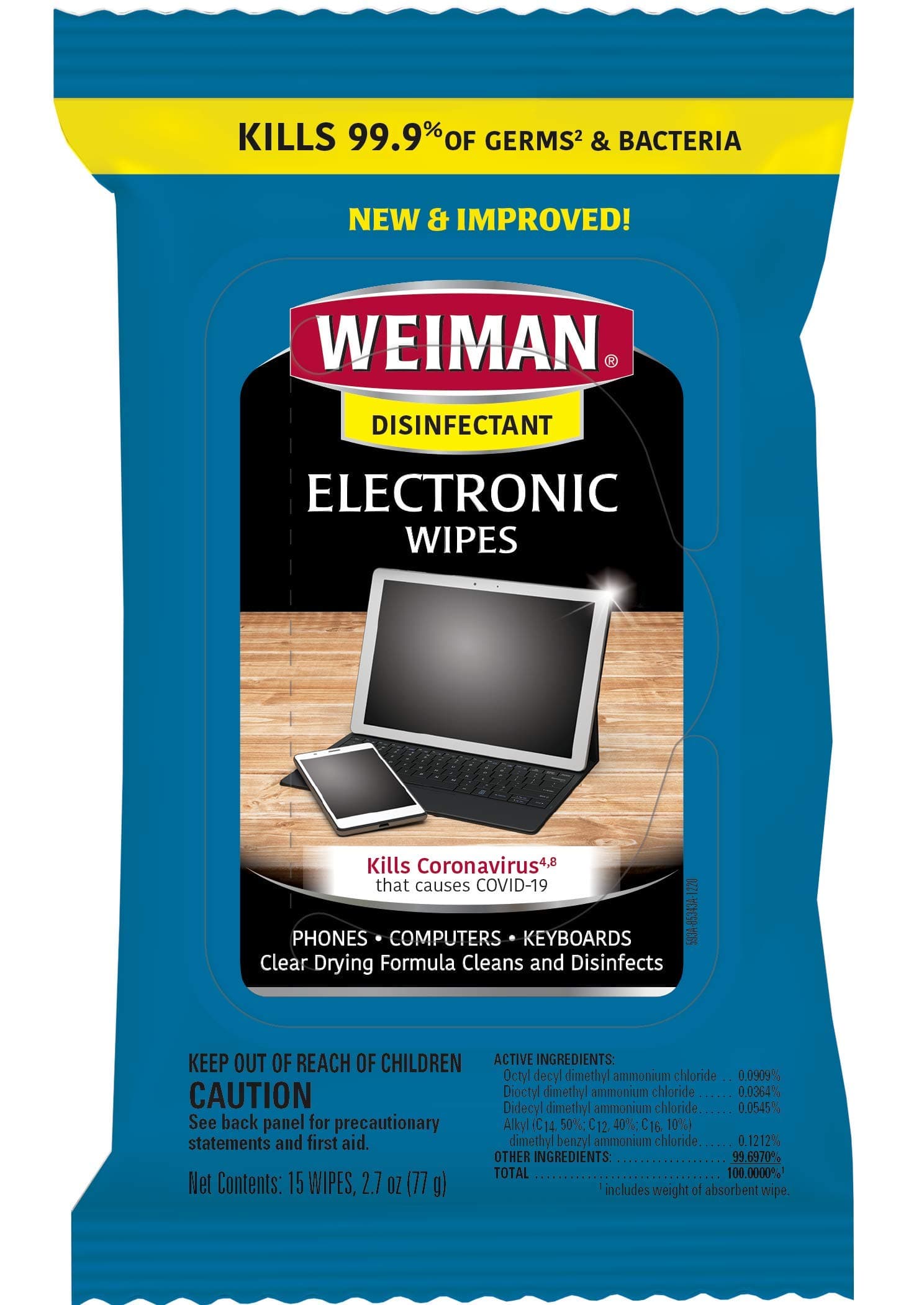 Weiman Disinfecting Electronic Wipes - Safely Clean Your Screen, Laptop, Computer, TV, Equipment-Electronic Cleaner Wipes