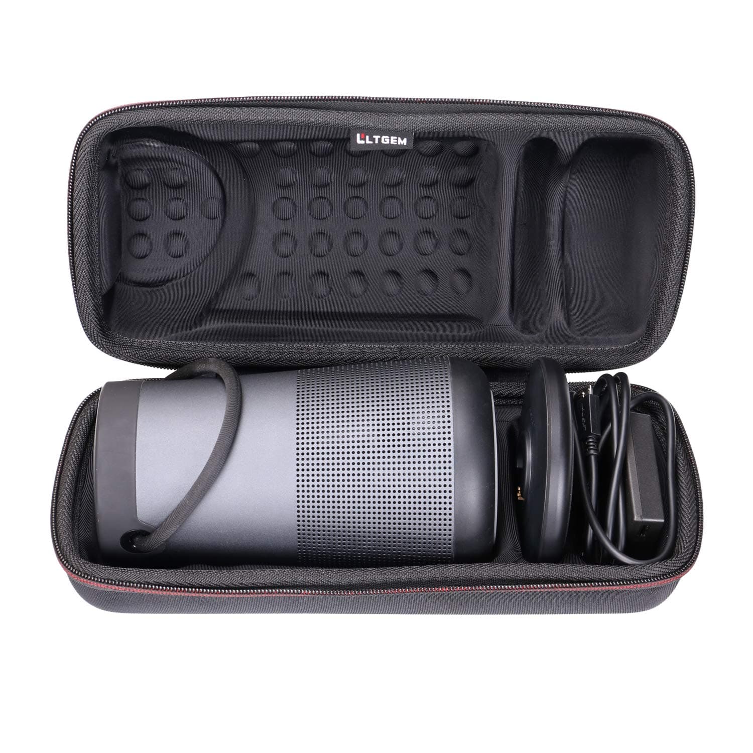 LTGEM Travel Protective Case for Bose SoundLink Revolve+ or Revolve+ (Series II) Portable & Long-Lasting Bluetooth 360 Speaker (Fits Charging Cradle, AC Adaptor and USB Cable) (Black)