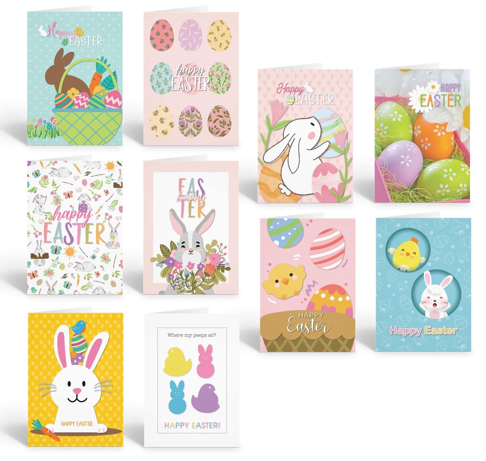 Stonehouse Collection | Assorted Easter Card Packs | A Variety 10 Count of Spring Time Cards | Kids Assorted Designs, Perfect for Easter Celebrations, Teachers, Classroom (Assorted)
