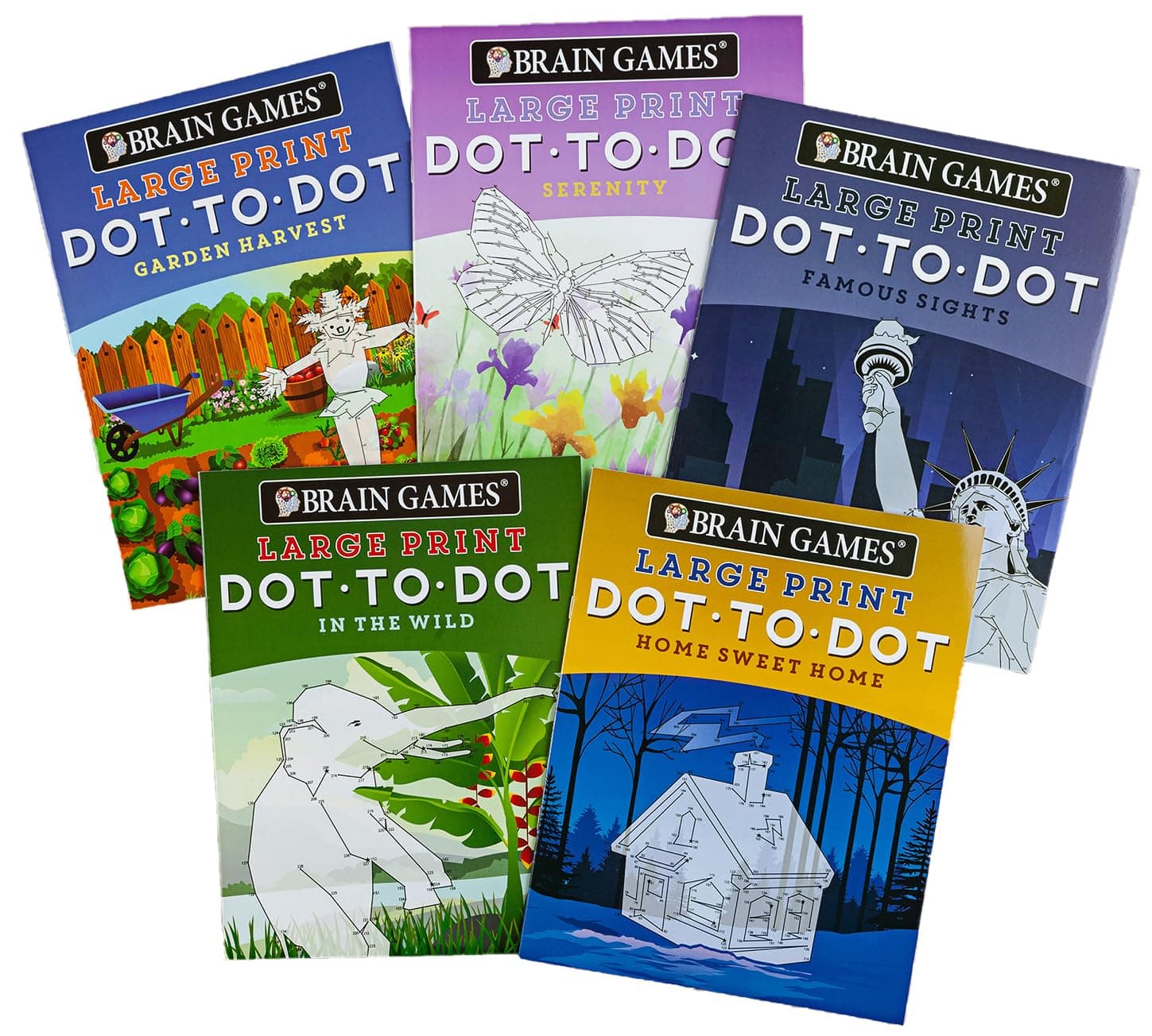 Brain Games 5 Booklet Set - Large Print Dot to Dot (Brain Games - Dot to Dot)