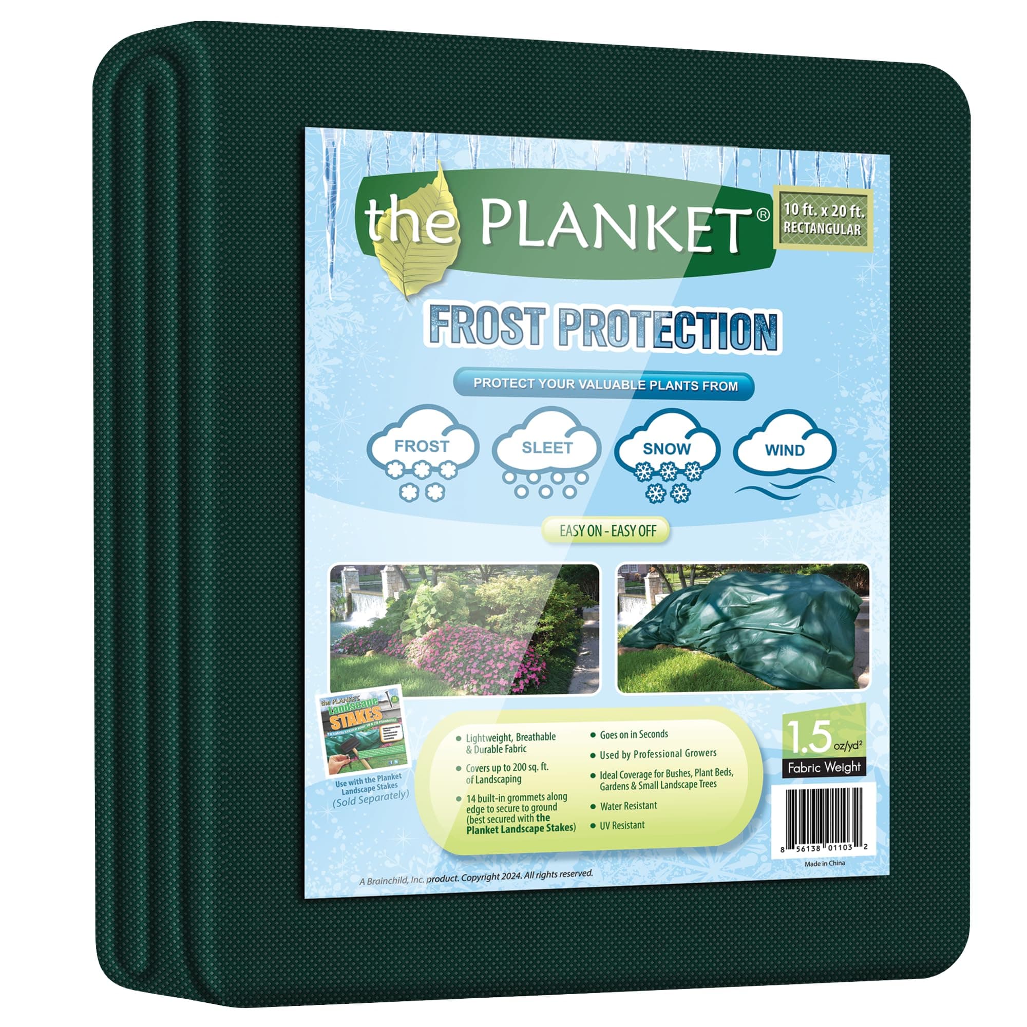 11200 10 x 20 ft Frost Protection Plant Cover, Rectangular, Dark green