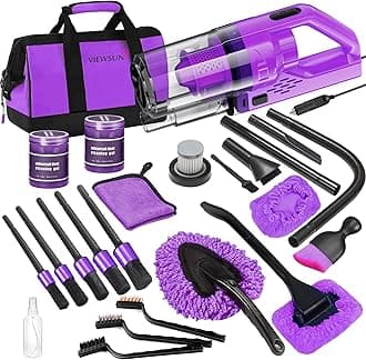 Viewsun 17PCS Car Cleaning Kit, Purple Car Interior Detailing Kit with High P...