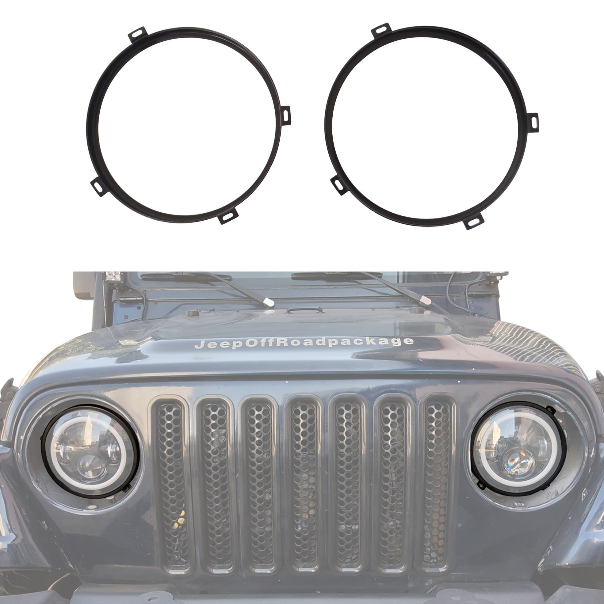 u-Box for Jeep Wrangler 7 inch Headlight Mounting Bracket Retainer Ring Mount Compatible with 1997-2006 Jeep Wrangler TJ