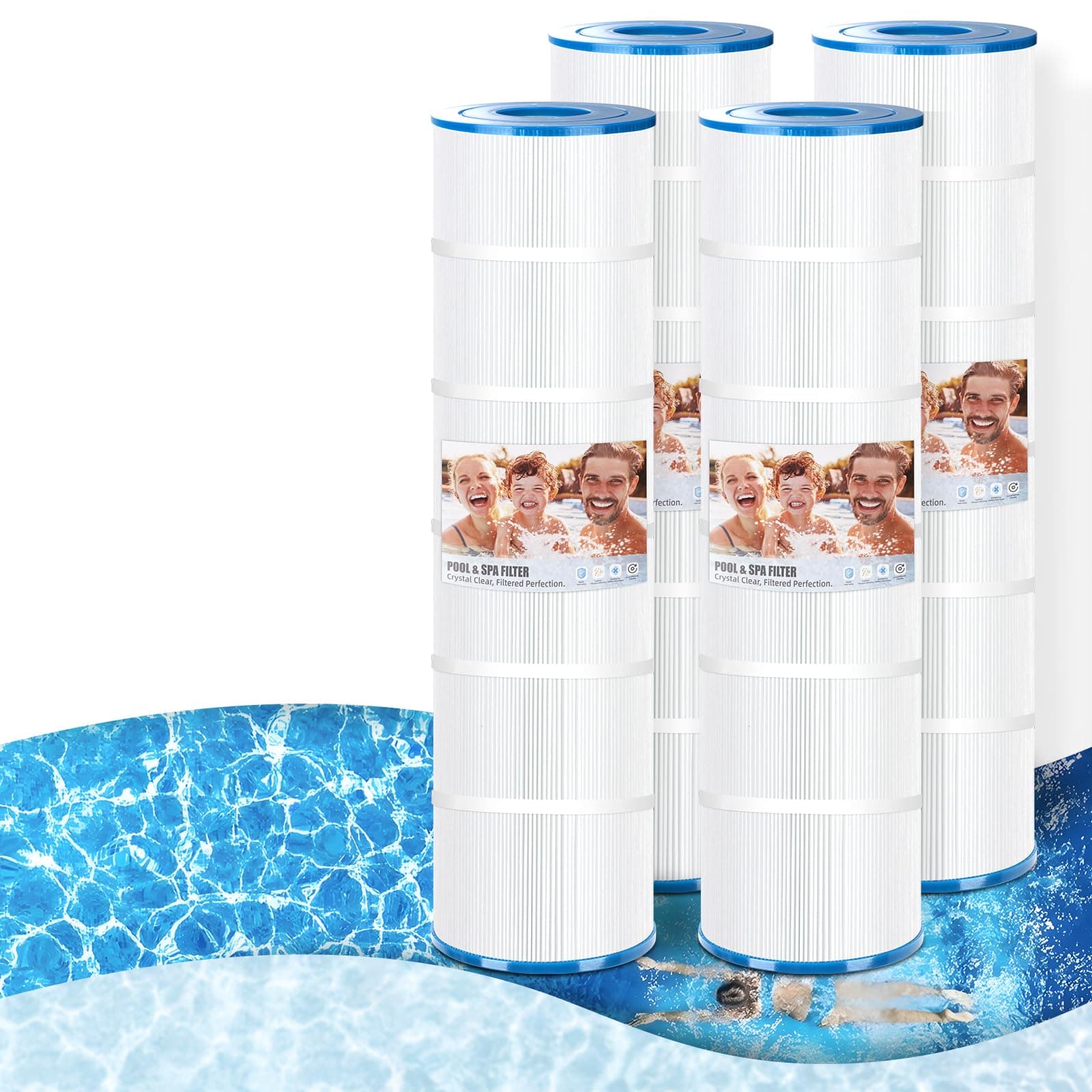 4Pack C4030 Pool Filter Cartridges Replacement For Unicel C-7488, FC-1226, Pleatco PA106, Hayward C4030 C4025 C4020 C4520 C4500 C4000 C4000S CX880XRE-Certified with NSF50 for Material Safety,106 Sq.ft