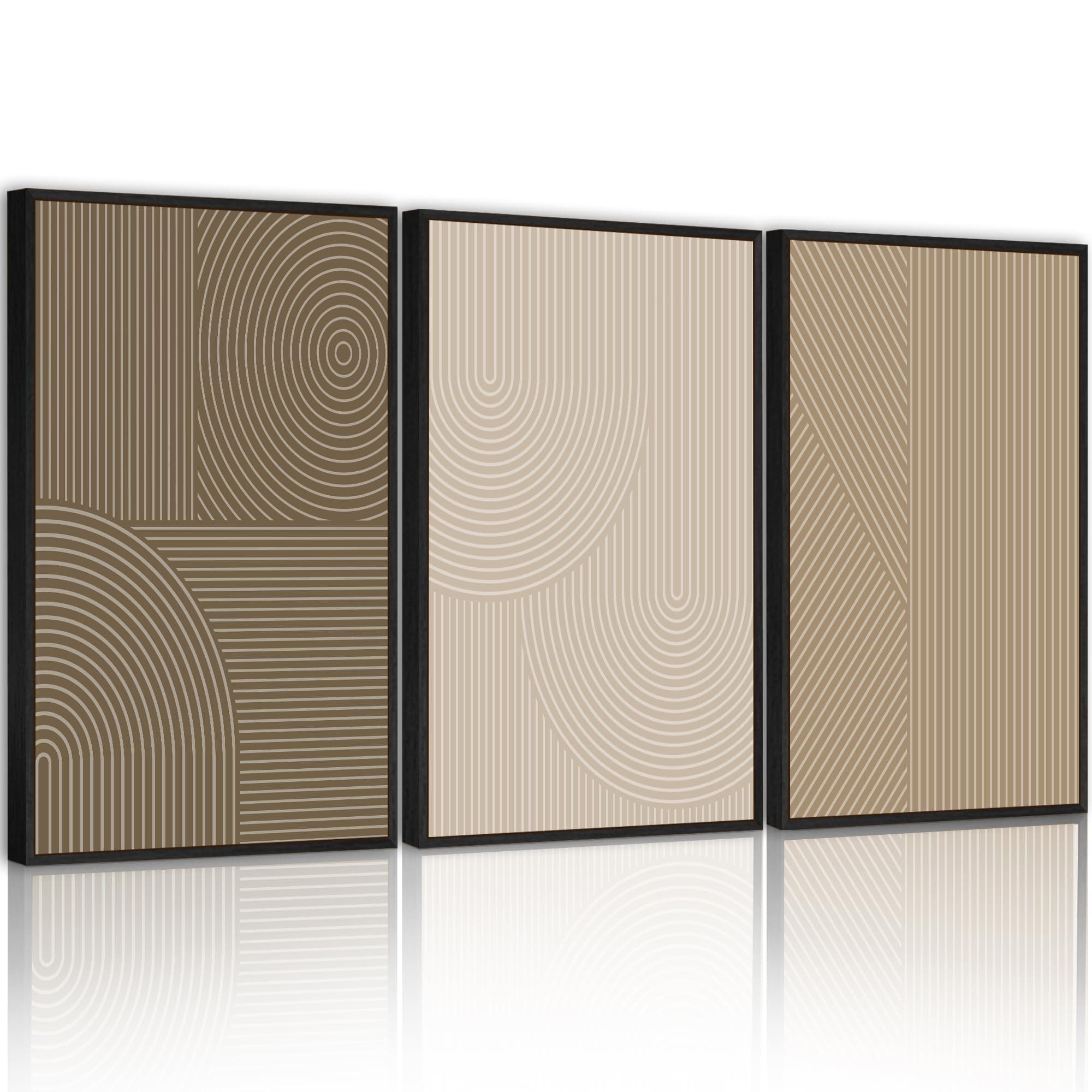 PHOPAGO Minimalist Abstract Framed Wall Art Modern Boho Neutral Line Wall Decor Geometric Artwork Kitchen Dining Room 11x14in Black Framed