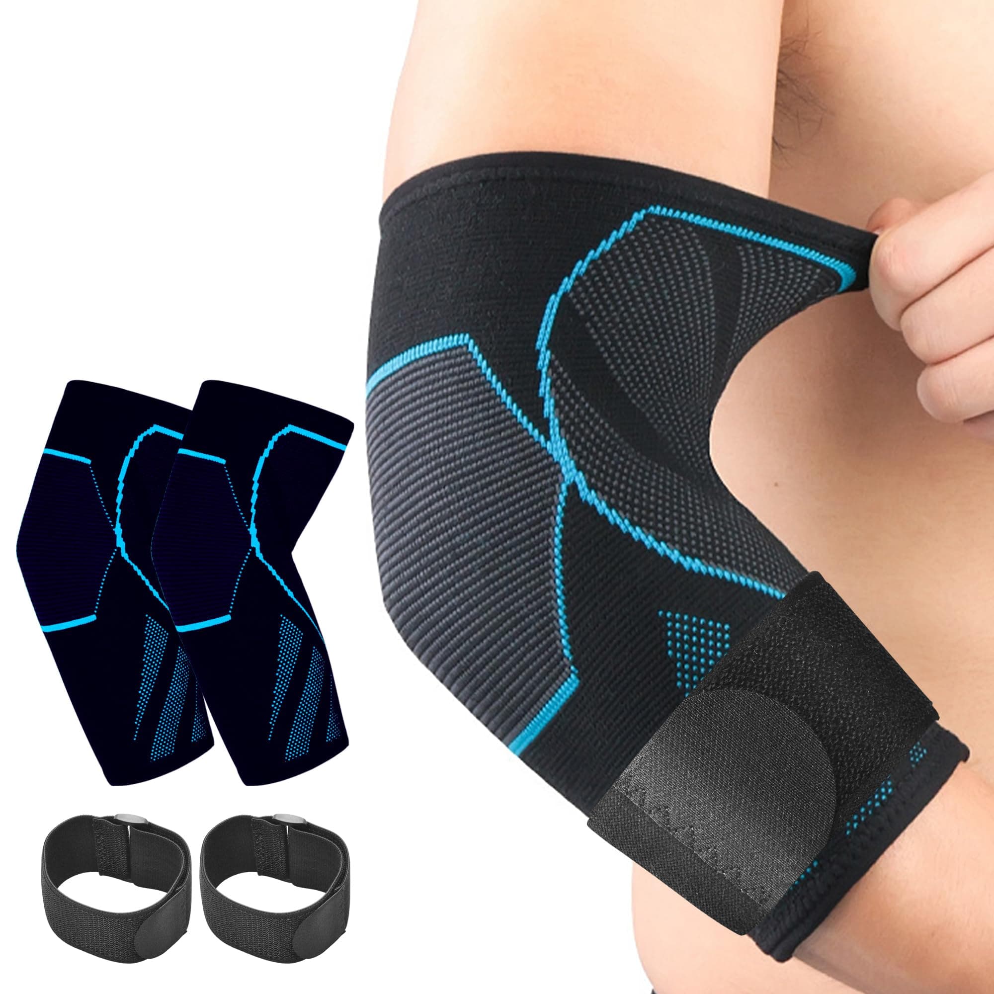 VVRAIN 2 Pack Elbow Compression Sleeve，Tennis Elbow Braces for Tendonitis and Tennis Elbow，golfer elbow support，tennis elbow relief for women & men,elbow sleeve for weightlifting