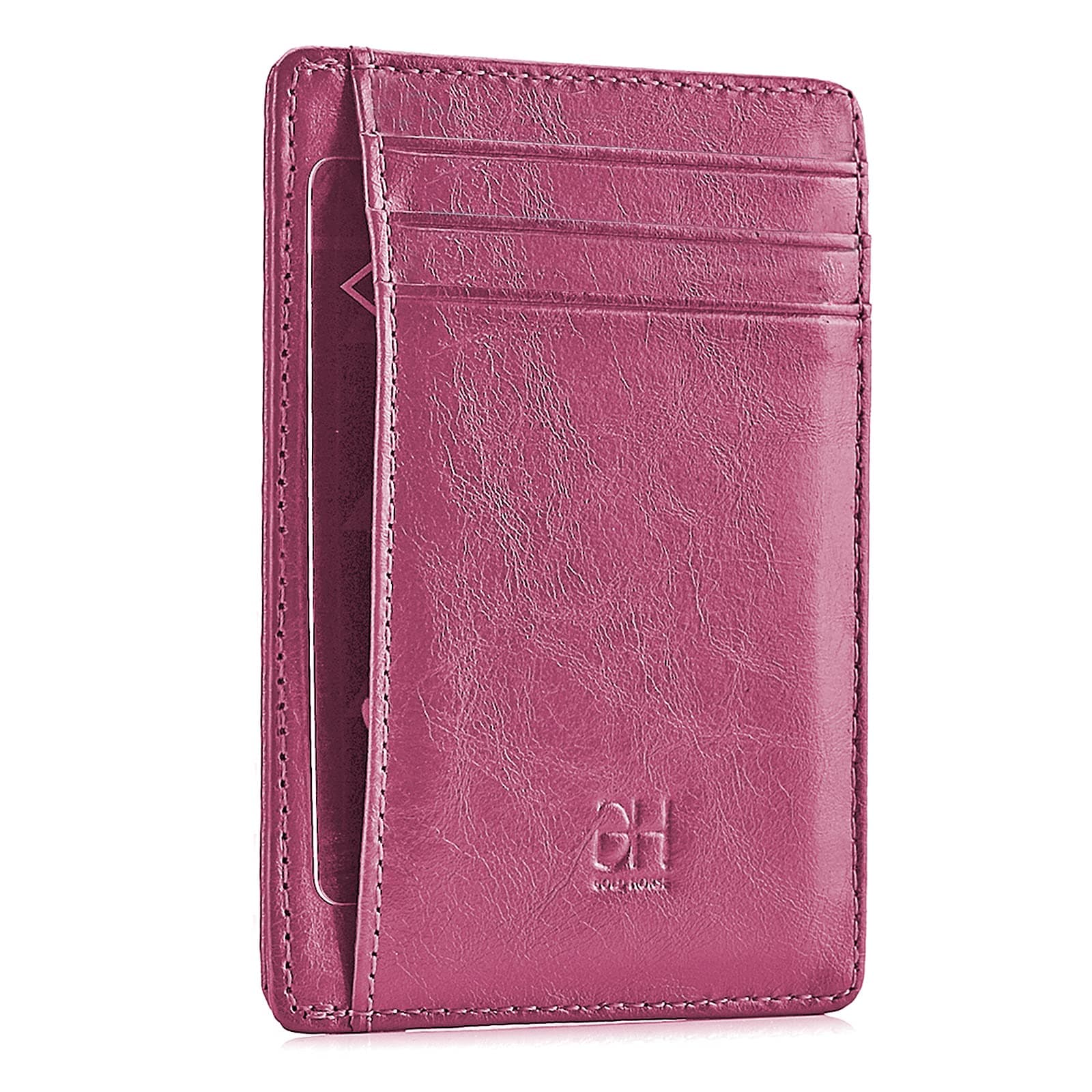 Slim RFID Blocking Card Holder Minimalist Leather Front Pocket Wallet for Women