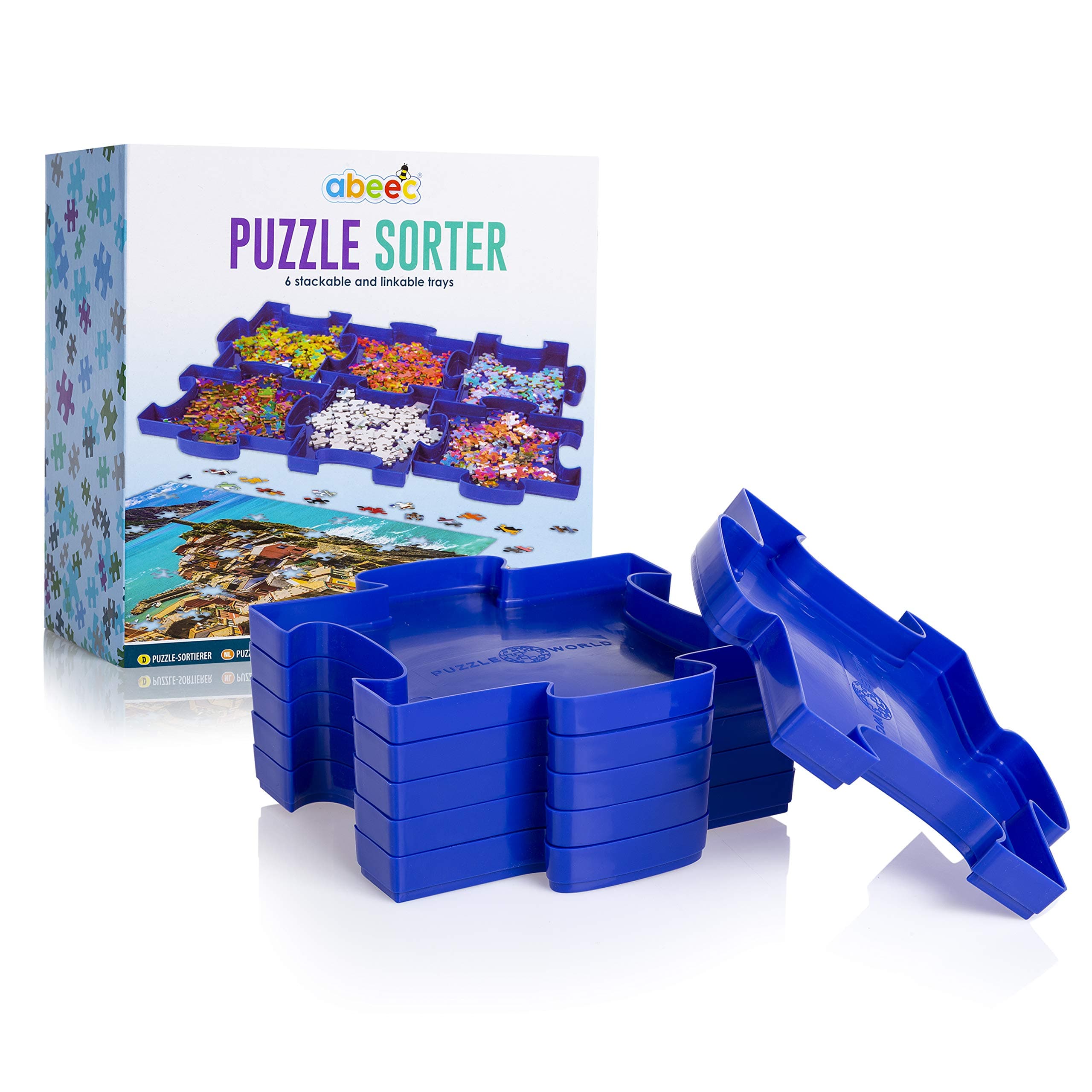 Abeec Puzzle Sorter - 6 Stackable & Linkable Trays - Storage Made Easy