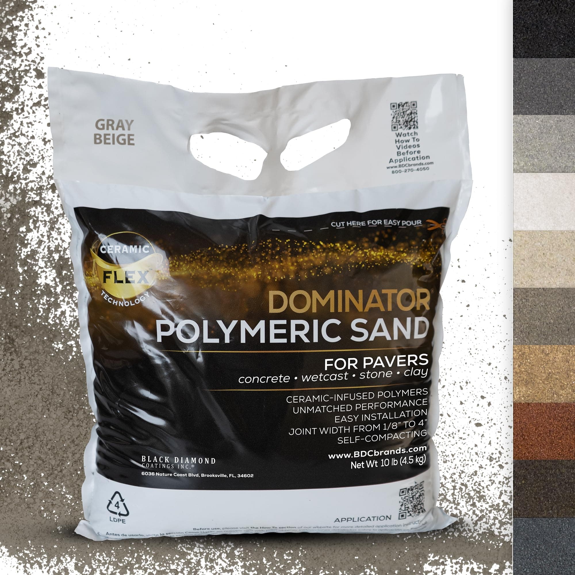 DOMINATOR 10 Pound Gray Beige Polymeric Sand with Revolutionary Ceramic Flex Technology for Stabilizing Paver Joints/Gaps, 1/8” up to 4”, Professional Grade Results