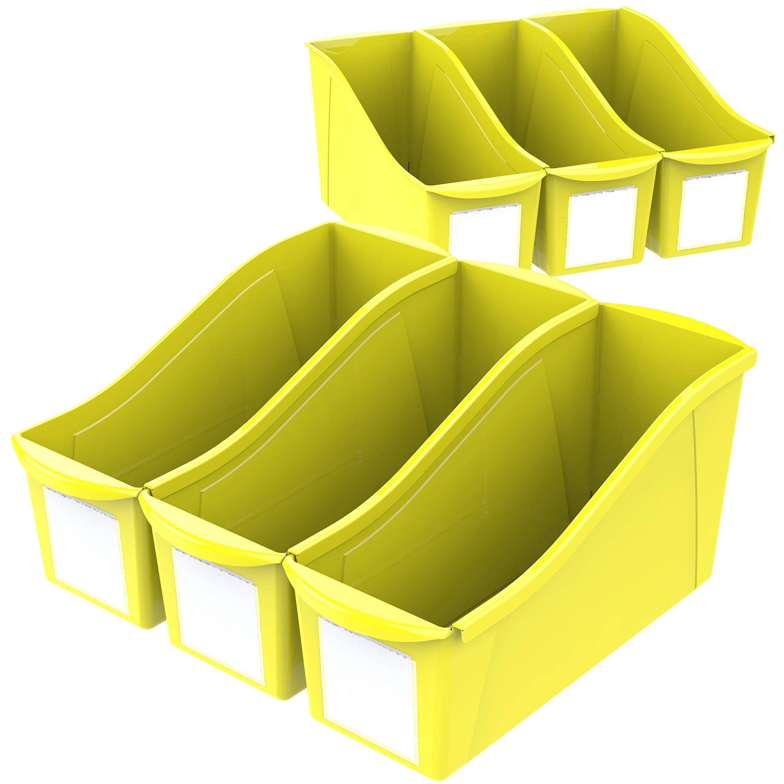 Storex Large Book Bin, 14.3 x 5.3 x 7 Inches, Yellow, Case of 6 (71119U06C)
