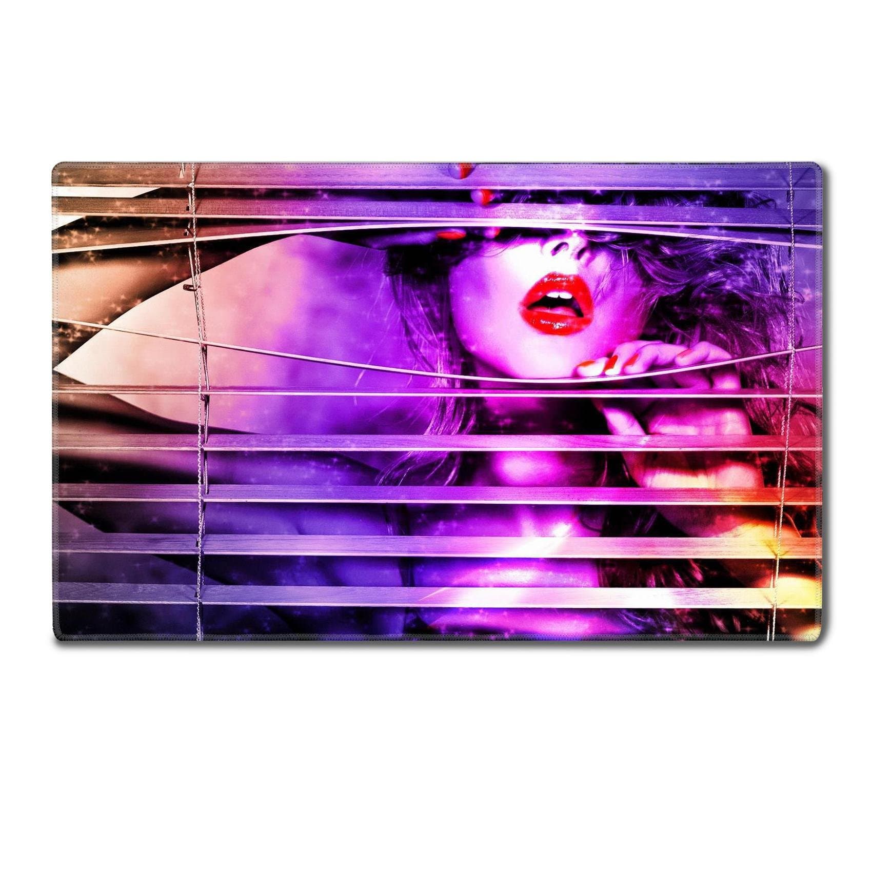 Red Lipstick Female Window Blinds Table Mats Customized Made to Order Support Ready 24 Inch (610mm) X 14 15/16 Inch (380mm) X 1/8 Inch (4mm) Eco Friendly Cloth with Neoprene Rubber MSD Deskmat Desktop Mousepad Laptop Mousepads Comfortable Computer Place Play Mat Cute Gaming Mouse pads