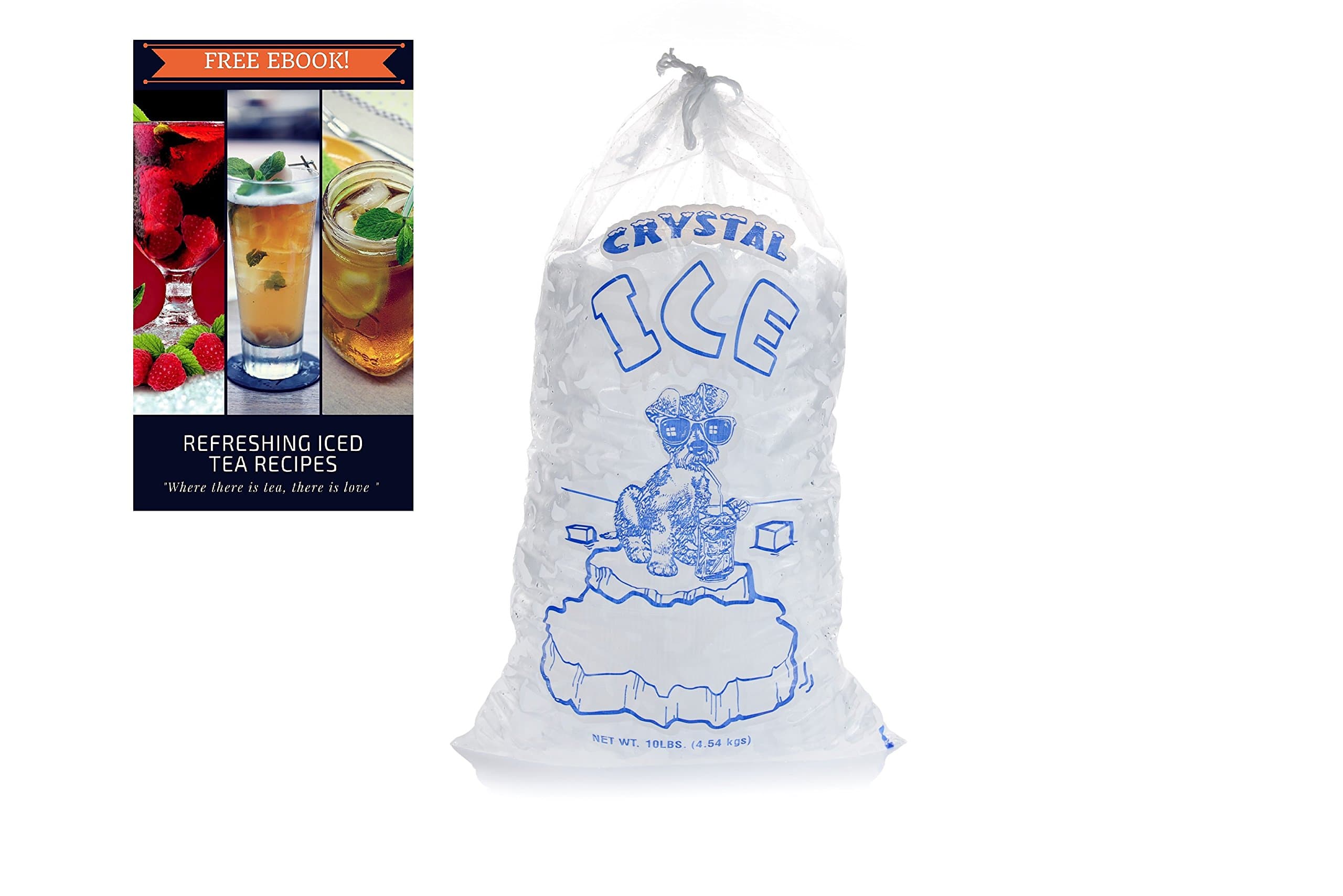 Plastic ice bags 10 lb with COTTON DRAWSTRING closure - Pack of 100 - from FreezyBags - REUSABLE plastic bags - HEAVY DUTY and GREAT FOR FREEZING TEMPERATURES - EBOOK INCLUDED!