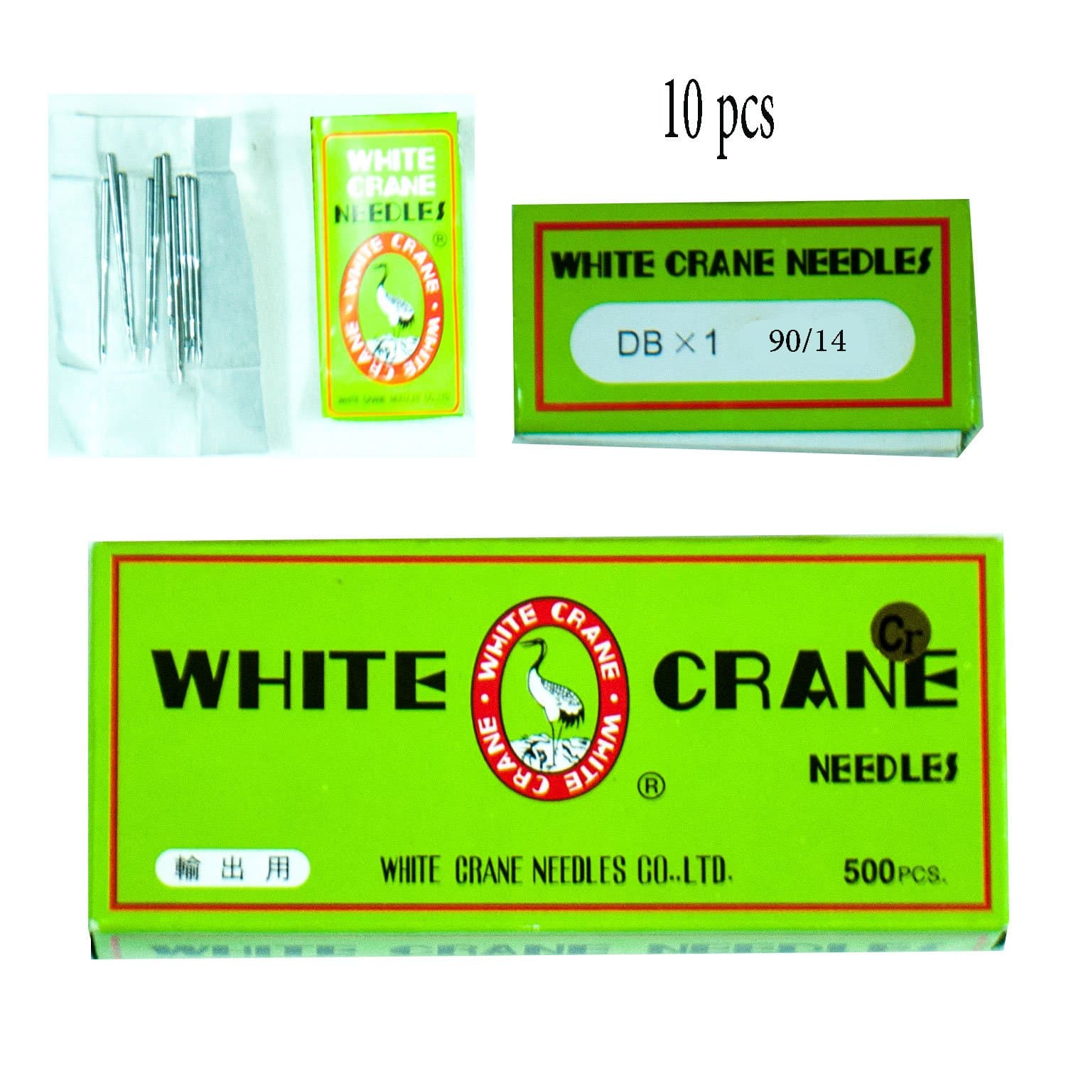 Ball Point Sewing Machine Needles by White Crane (10 Needles per Pack, Home-use 90/14)