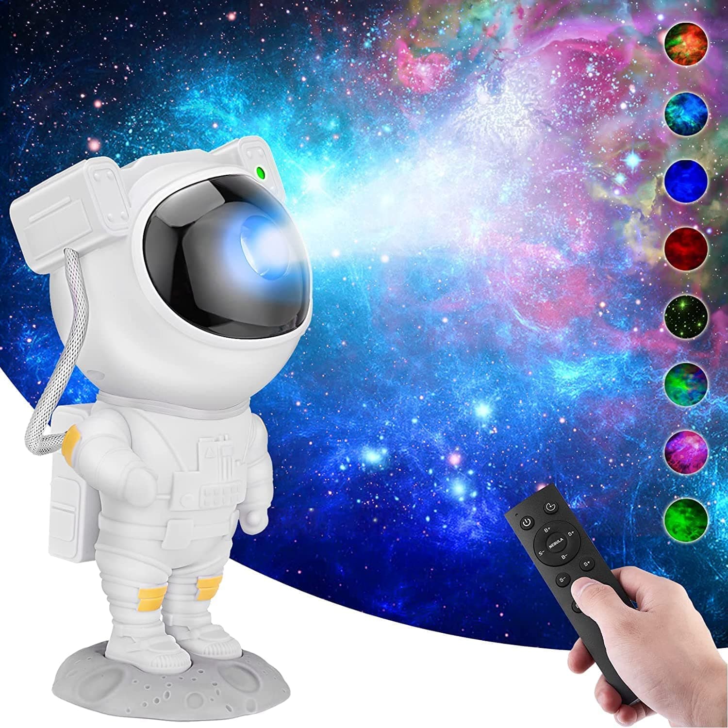 Astronaut Galaxy Projector Night Light – Remote Control Star Nebula Lamp for Bedroom, Kids & Adults – 360° Rotation, Timer, Space Decor Gift for Home, Party & Gaming Room (Corded Electric)